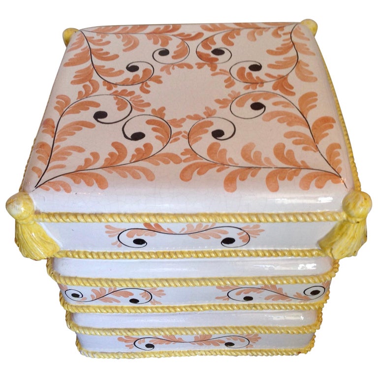 Italian Glazed Terracotta Garden Seat at 1stDibs