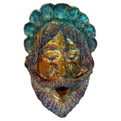 Italian Glazed Terracotta Head Sculpture