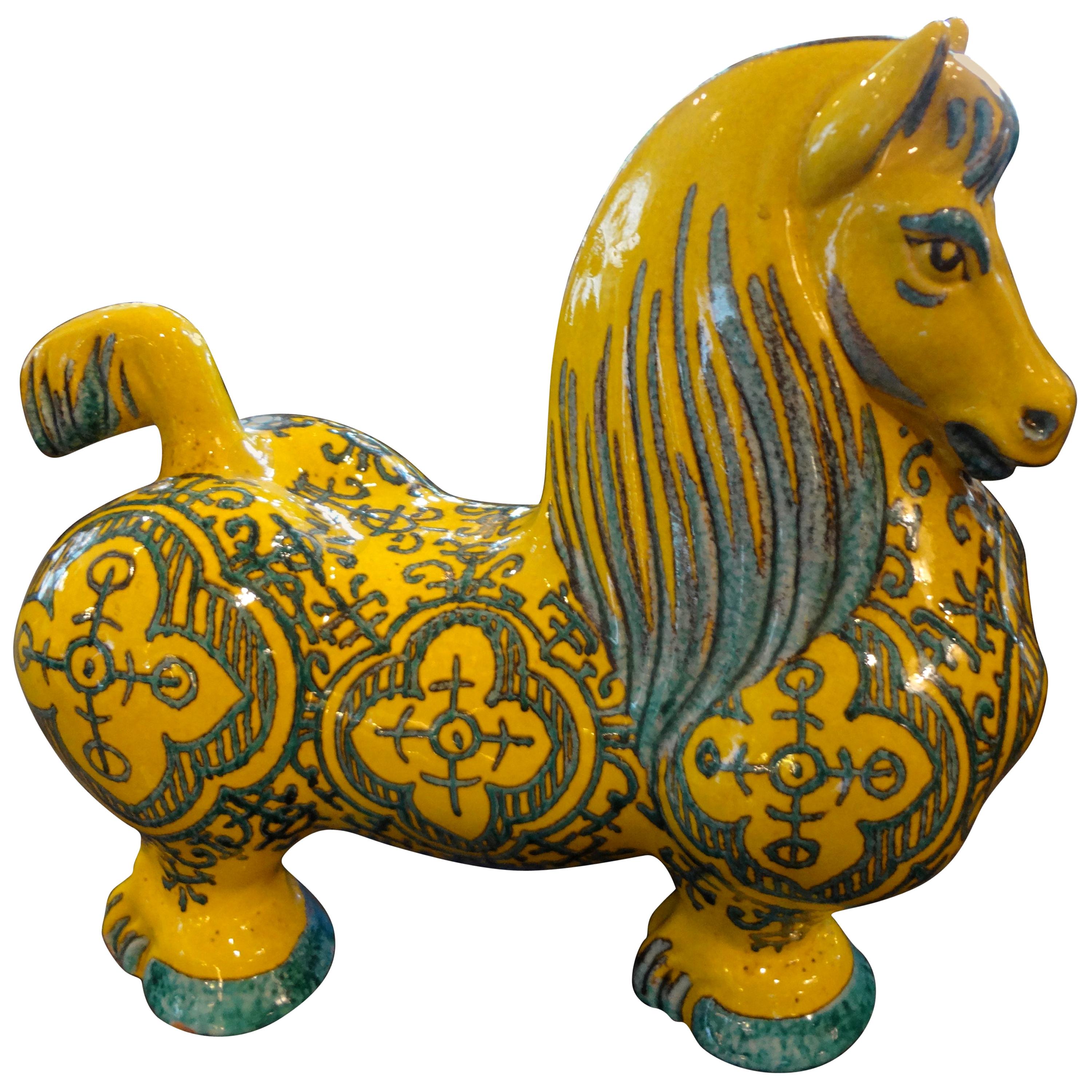 Italian Glazed Terracotta Horse Sculpture