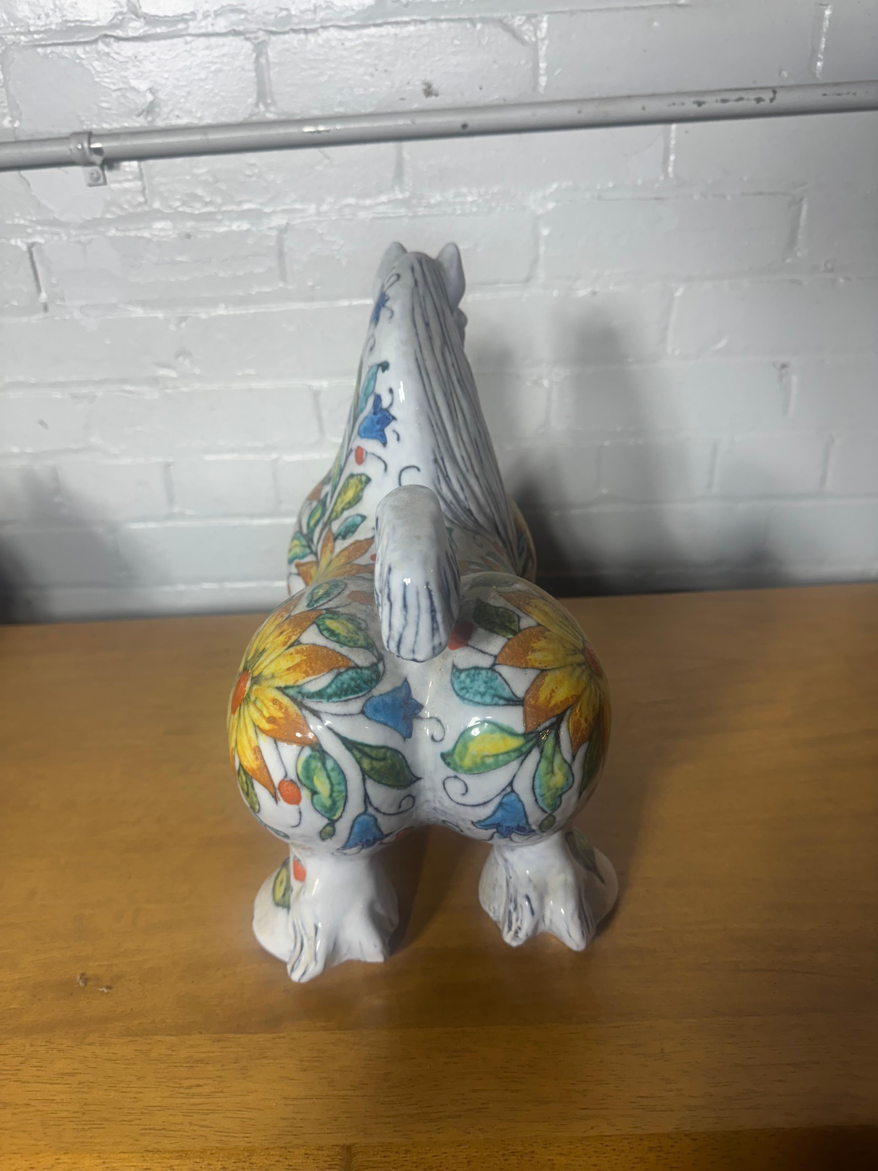 Mid-Century Modern Italian Glazed Terracotta Horse Sculpture Mancioli Pottery for Raymor For Sale