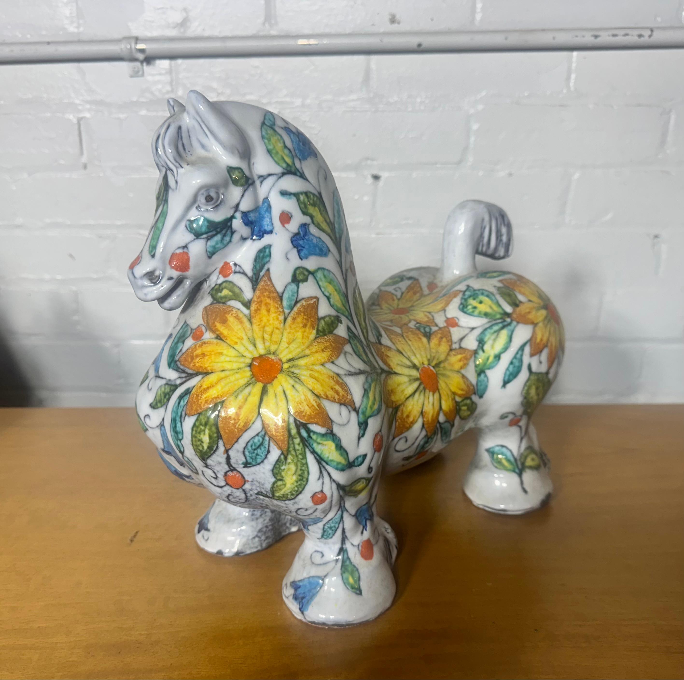 Italian Glazed Terracotta Horse Sculpture Mancioli Pottery for Raymor For Sale 2