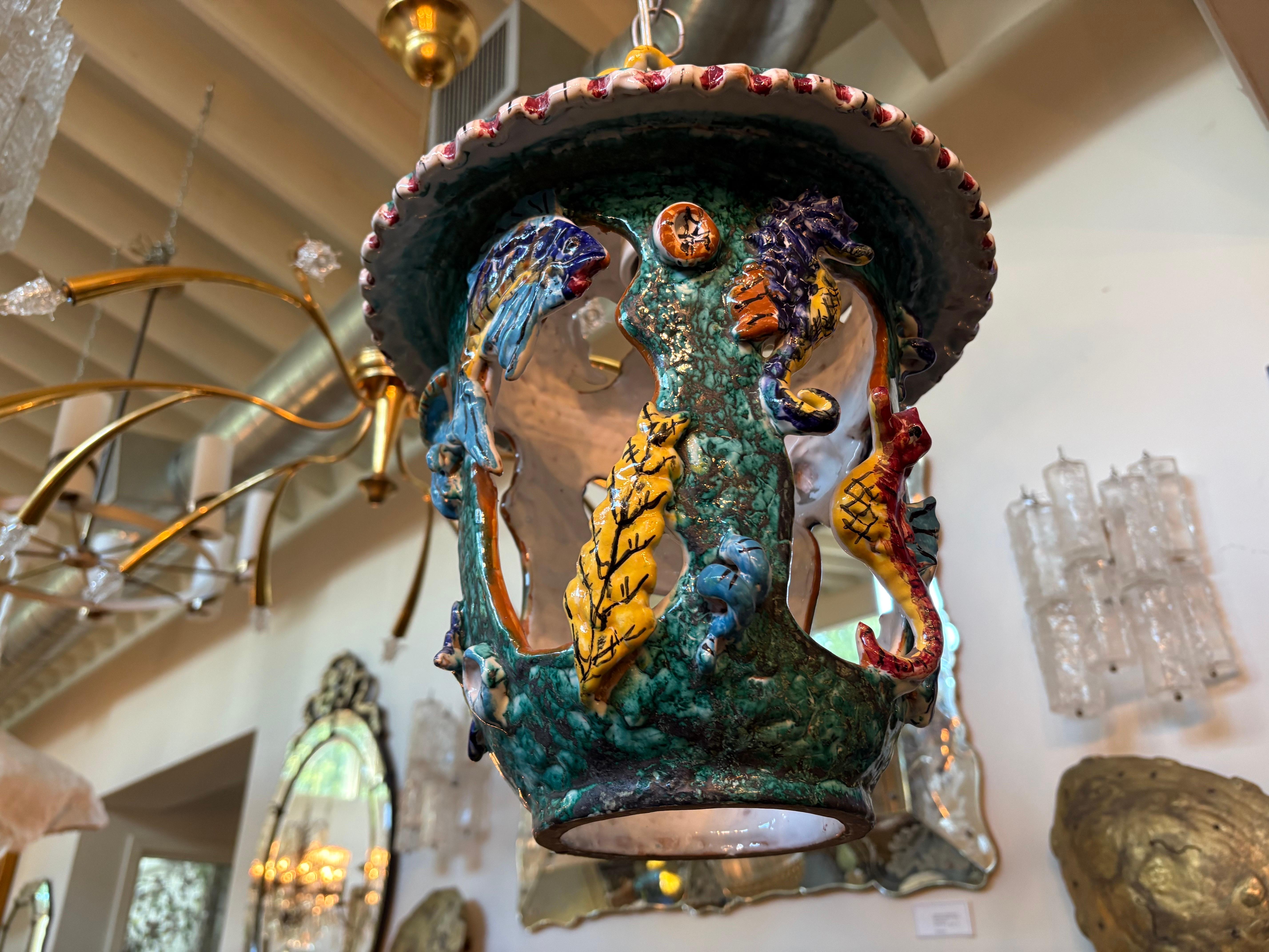 Italian Glazed Terracotta Lantern For Sale 2