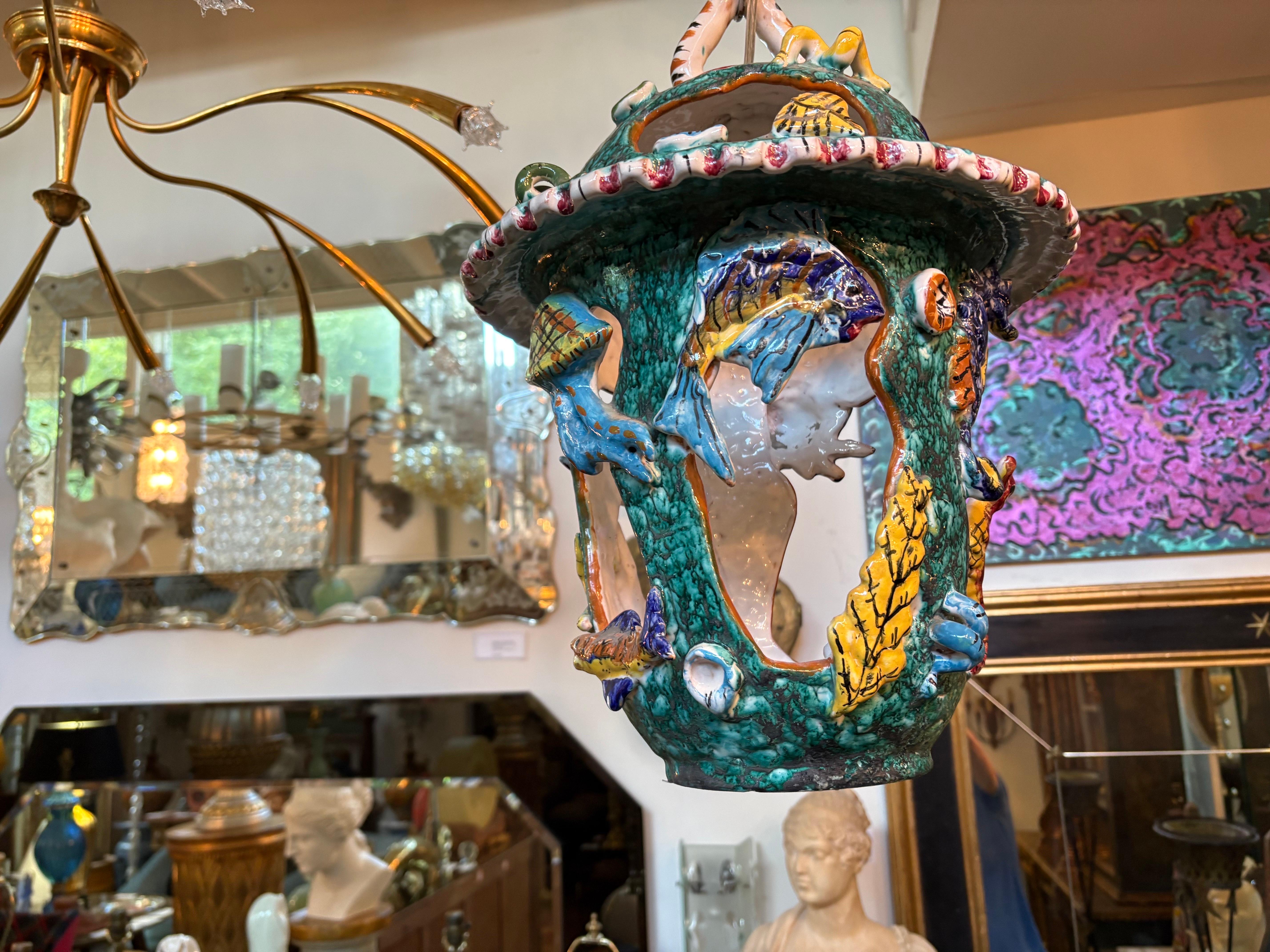 Italian Glazed Terracotta Lantern For Sale 4