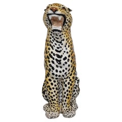 Italian Glazed Terracotta Leopard Figure, 1960s