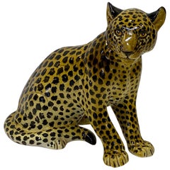 Italian Glazed Terracotta Leopard Sculpture