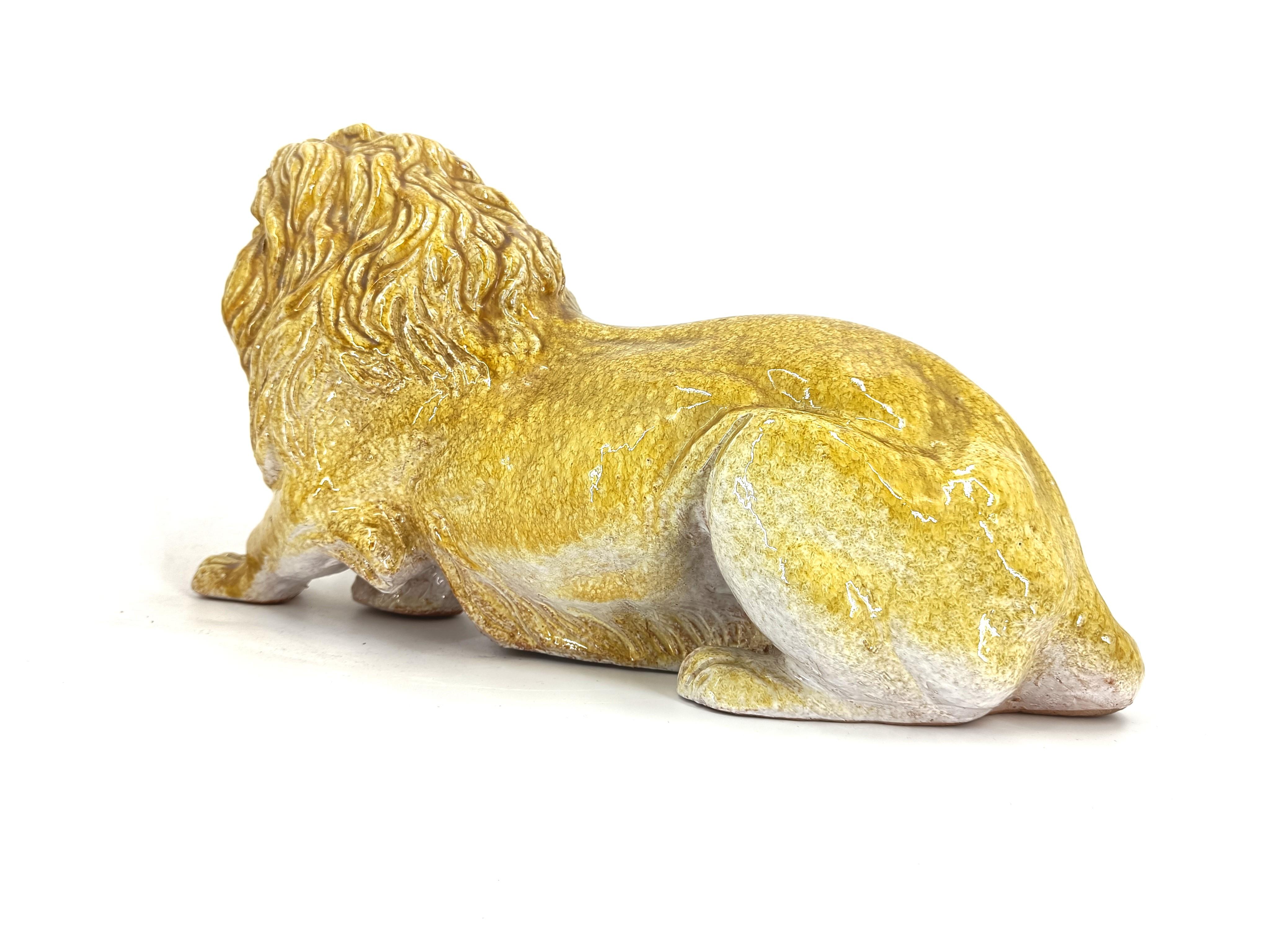 Italian Glazed Terracotta Lion sculpture, 1960s For Sale 5