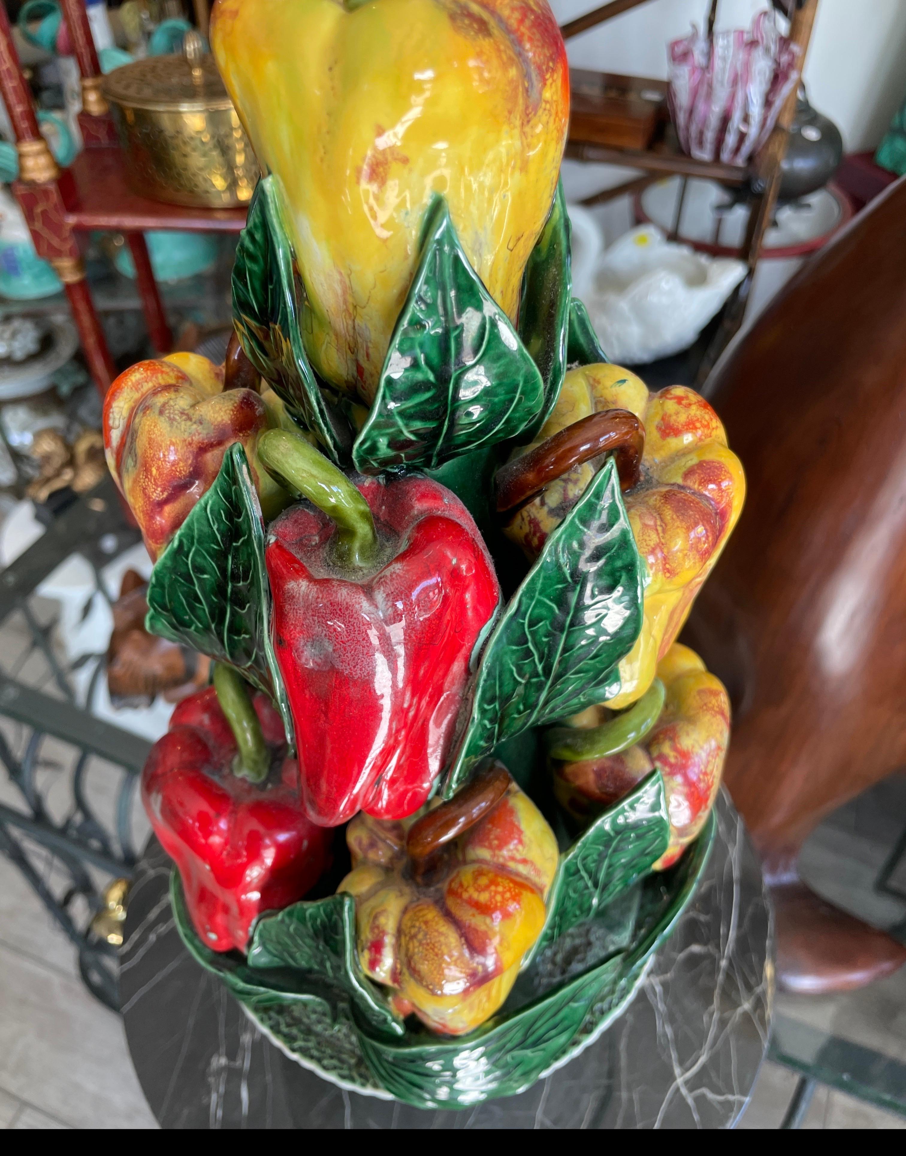 20th Century Italian Glazed Terracotta Pepper Centerpiece For Sale