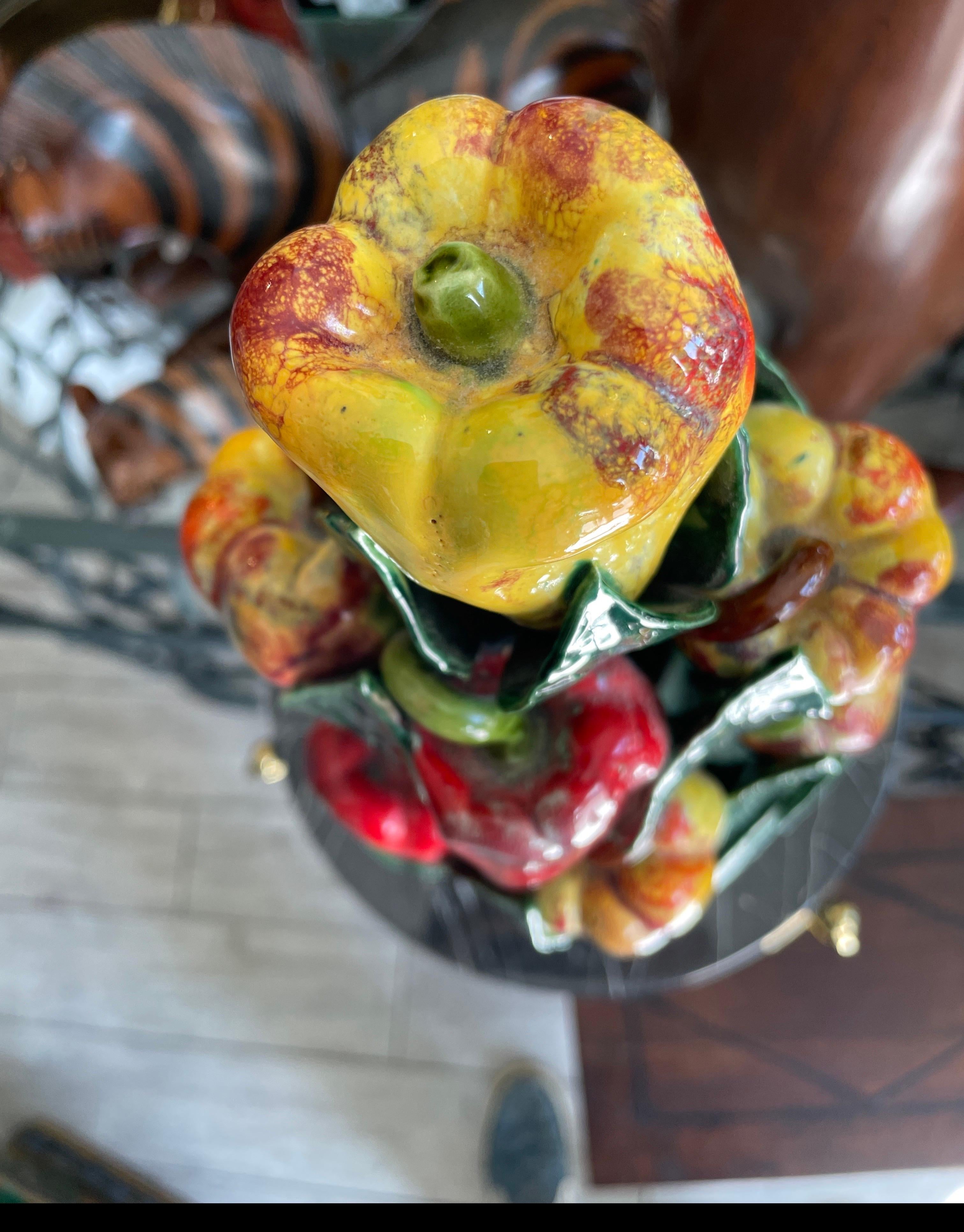 Italian Glazed Terracotta Pepper Centerpiece For Sale 2