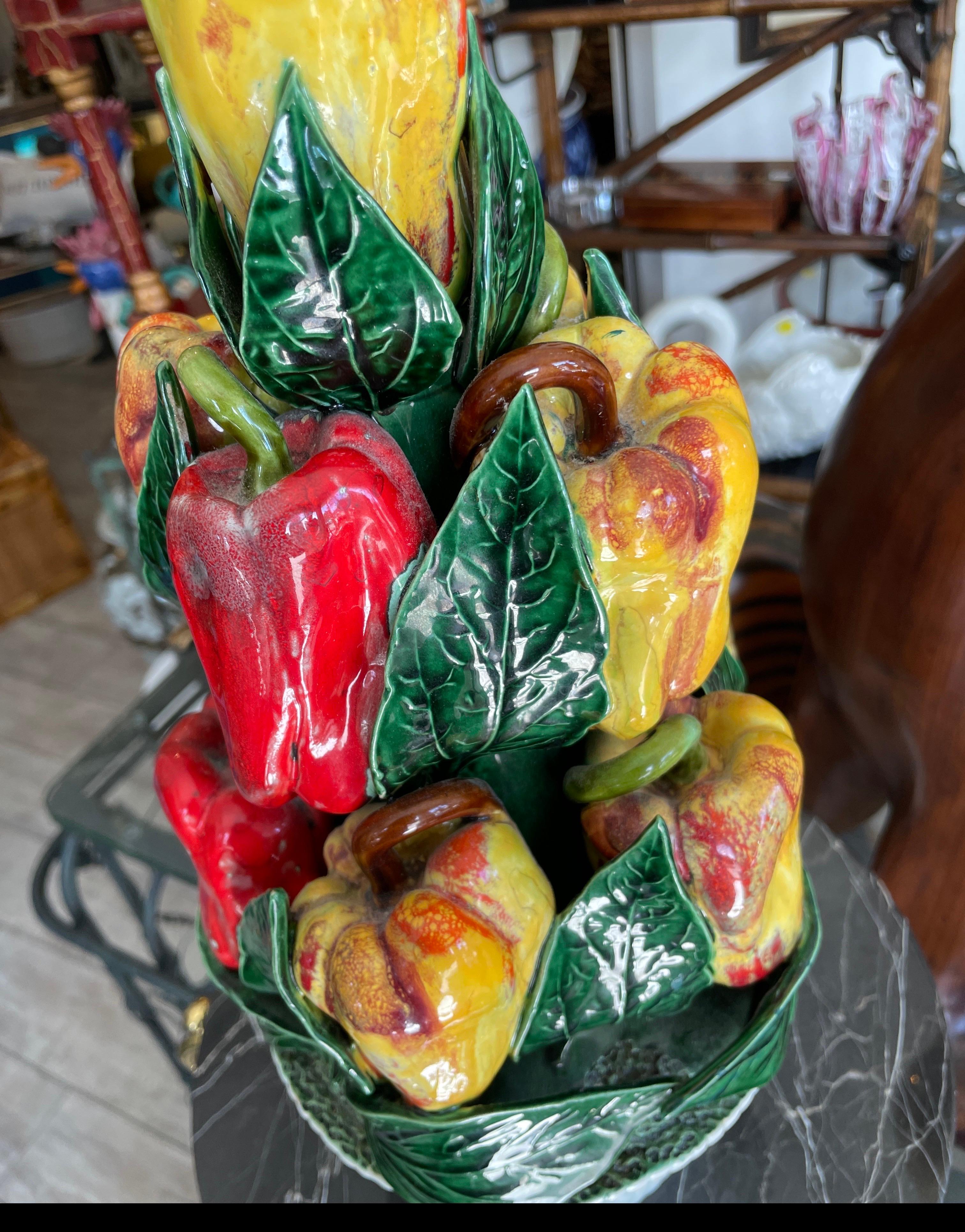 Italian Glazed Terracotta Pepper Centerpiece For Sale 3