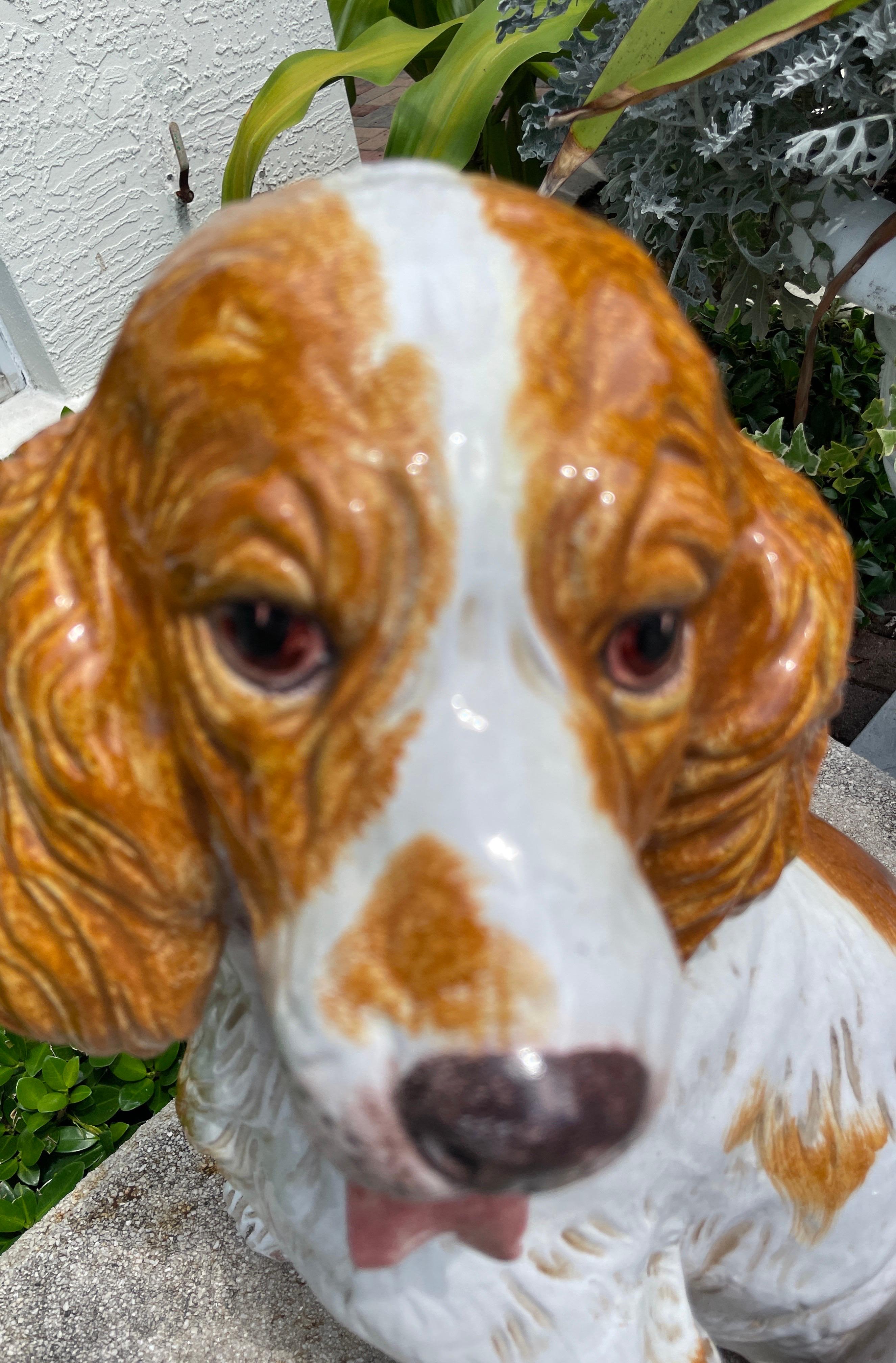 Italiano Spaniel italiano in terracotta smaltata in vendita