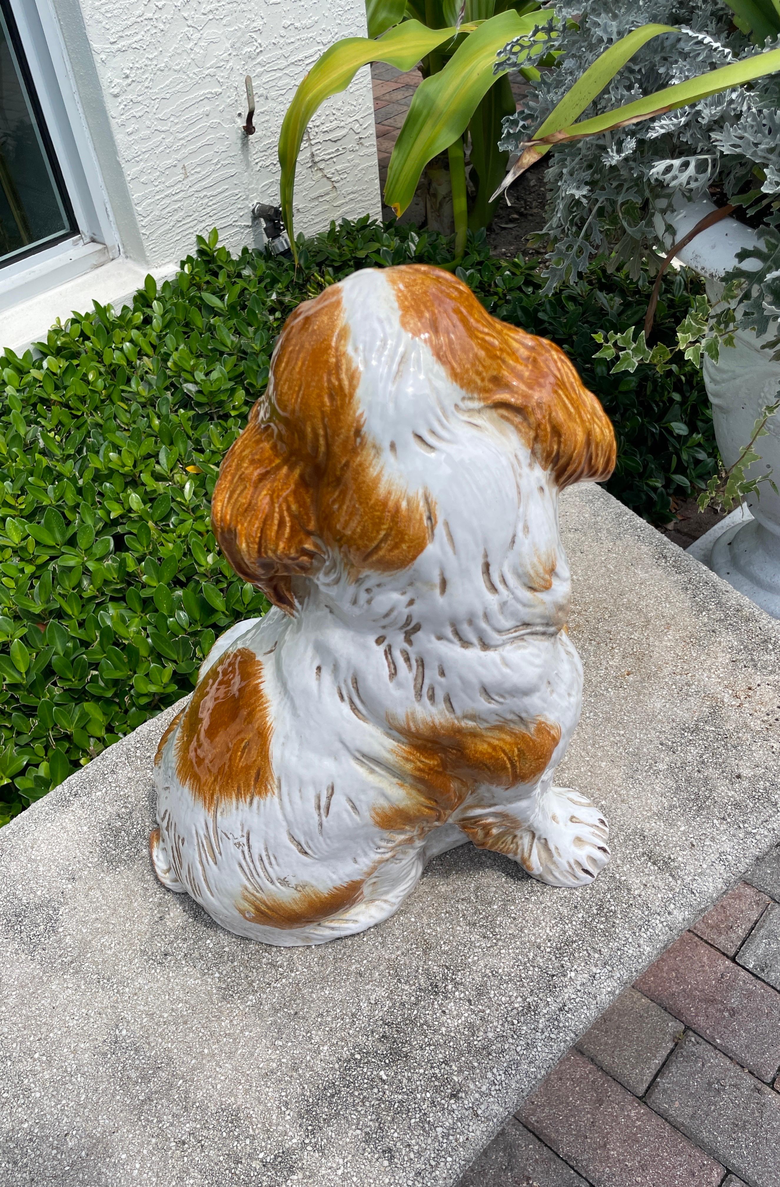 XX secolo Spaniel italiano in terracotta smaltata in vendita