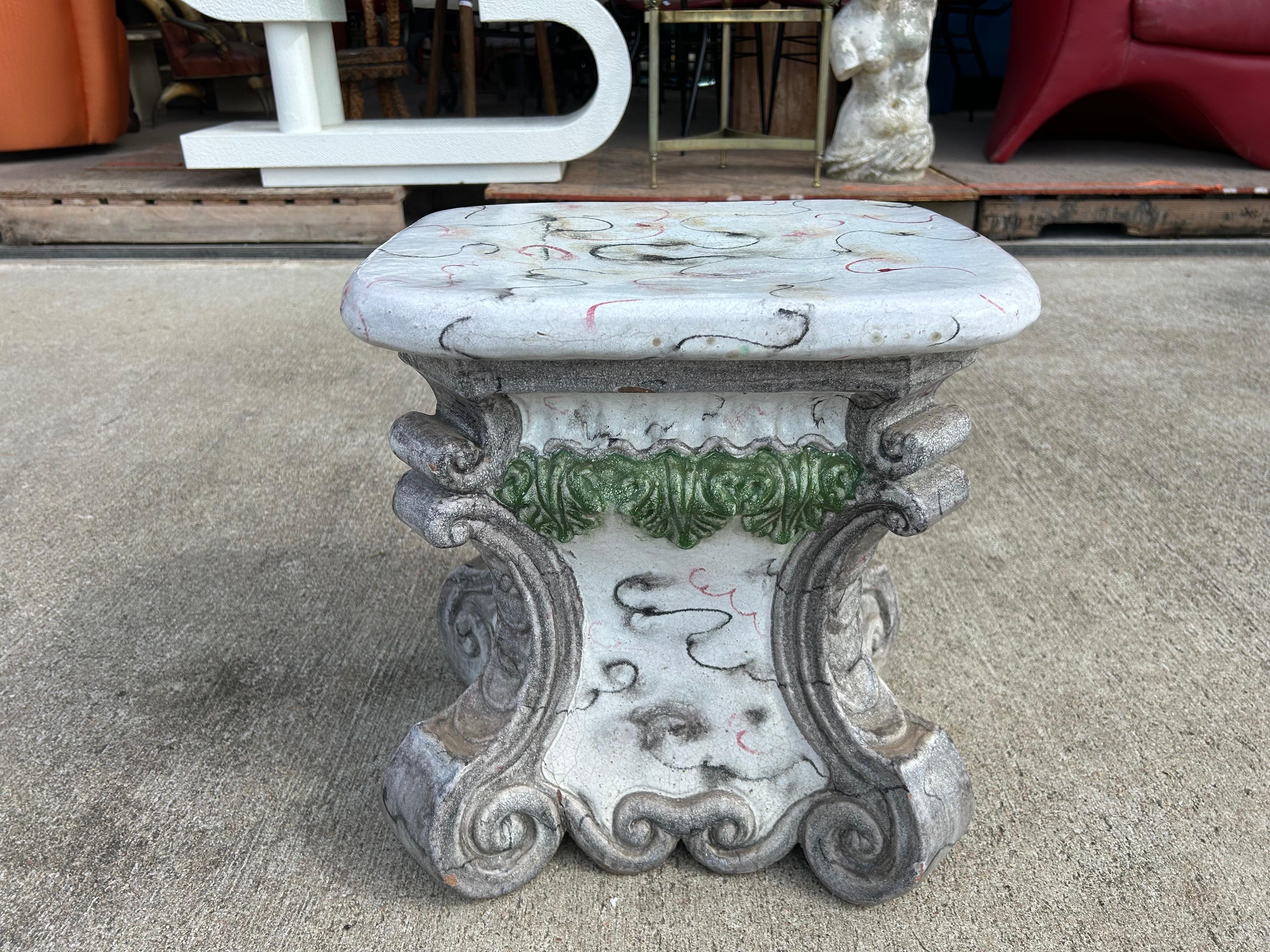 Italienischer glasierter Terrakotta-Tisch mit Gartensitz aus Italien im Zustand „Gut“ im Angebot in Houston, TX