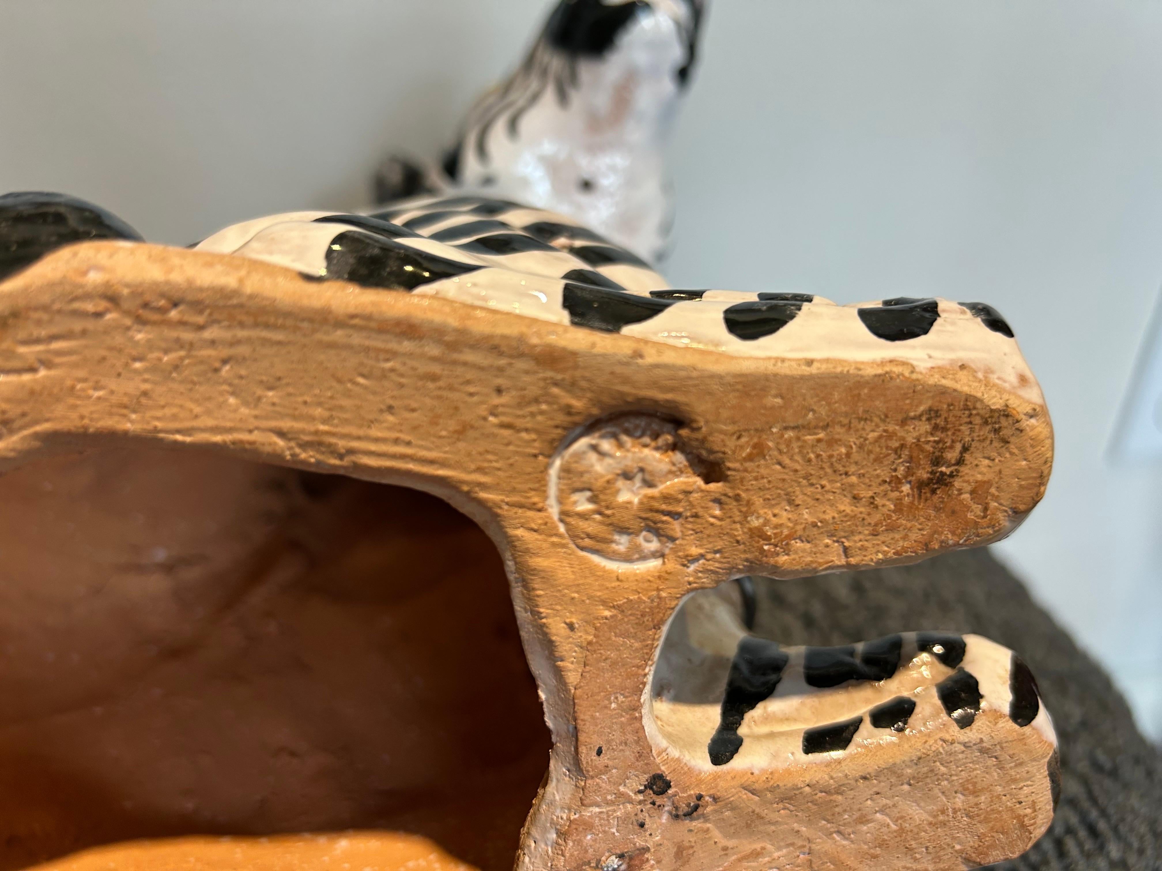 Italian Glazed Terracotta Zebra Sculpture For Sale 8