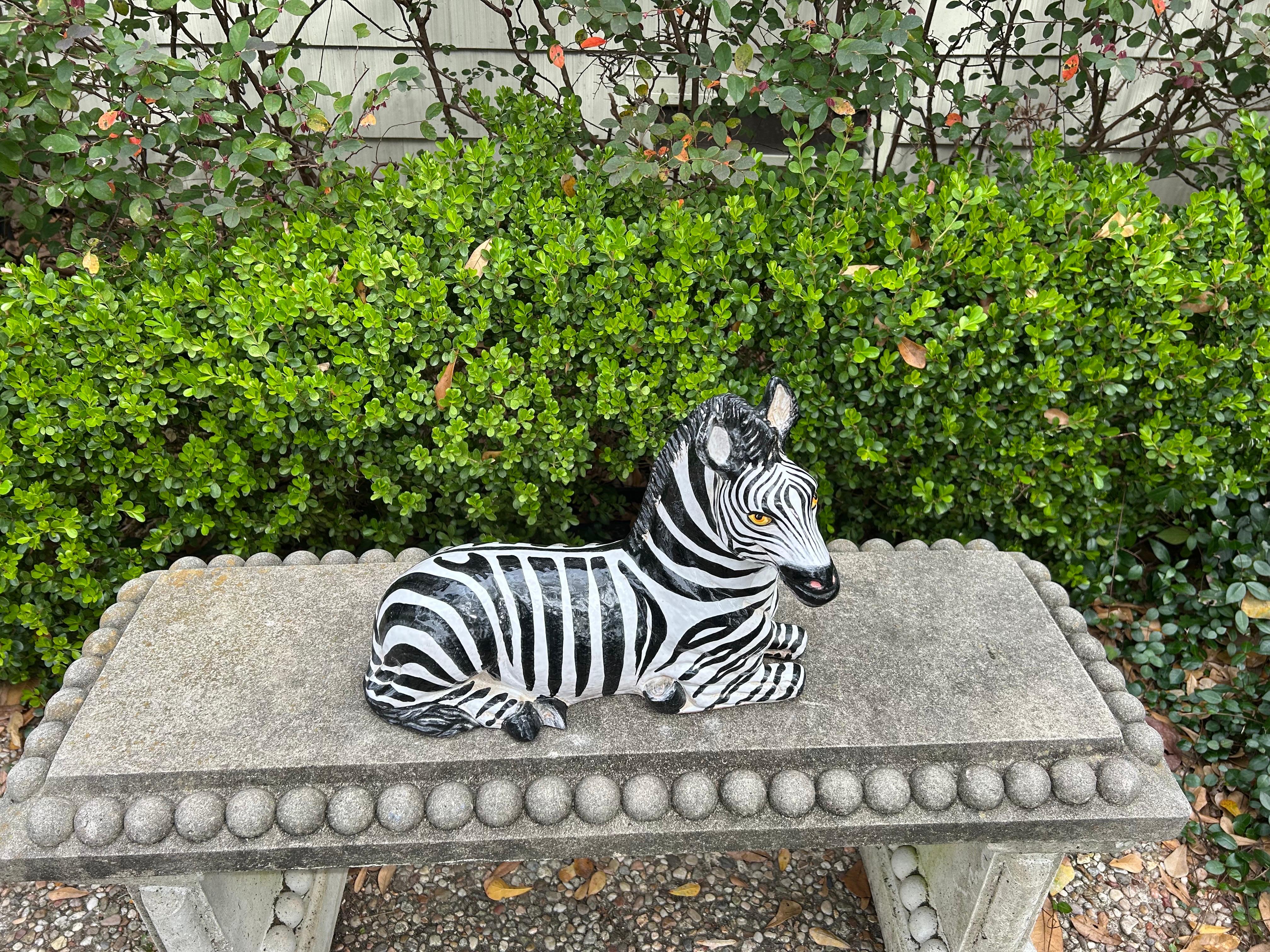 Italian Glazed Terracotta Zebra Sculpture For Sale 11