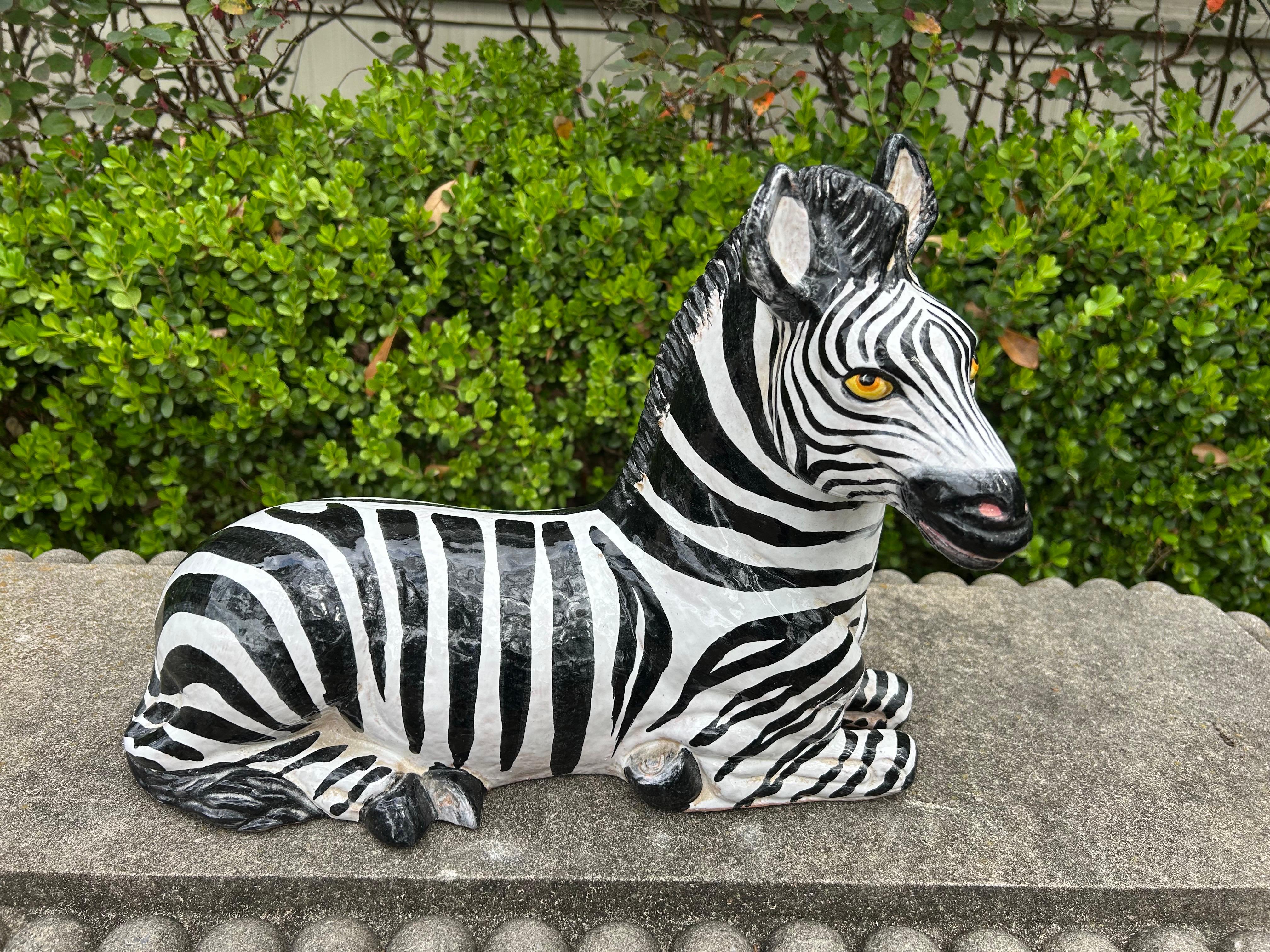 Italian Glazed Terracotta Zebra Sculpture For Sale 13