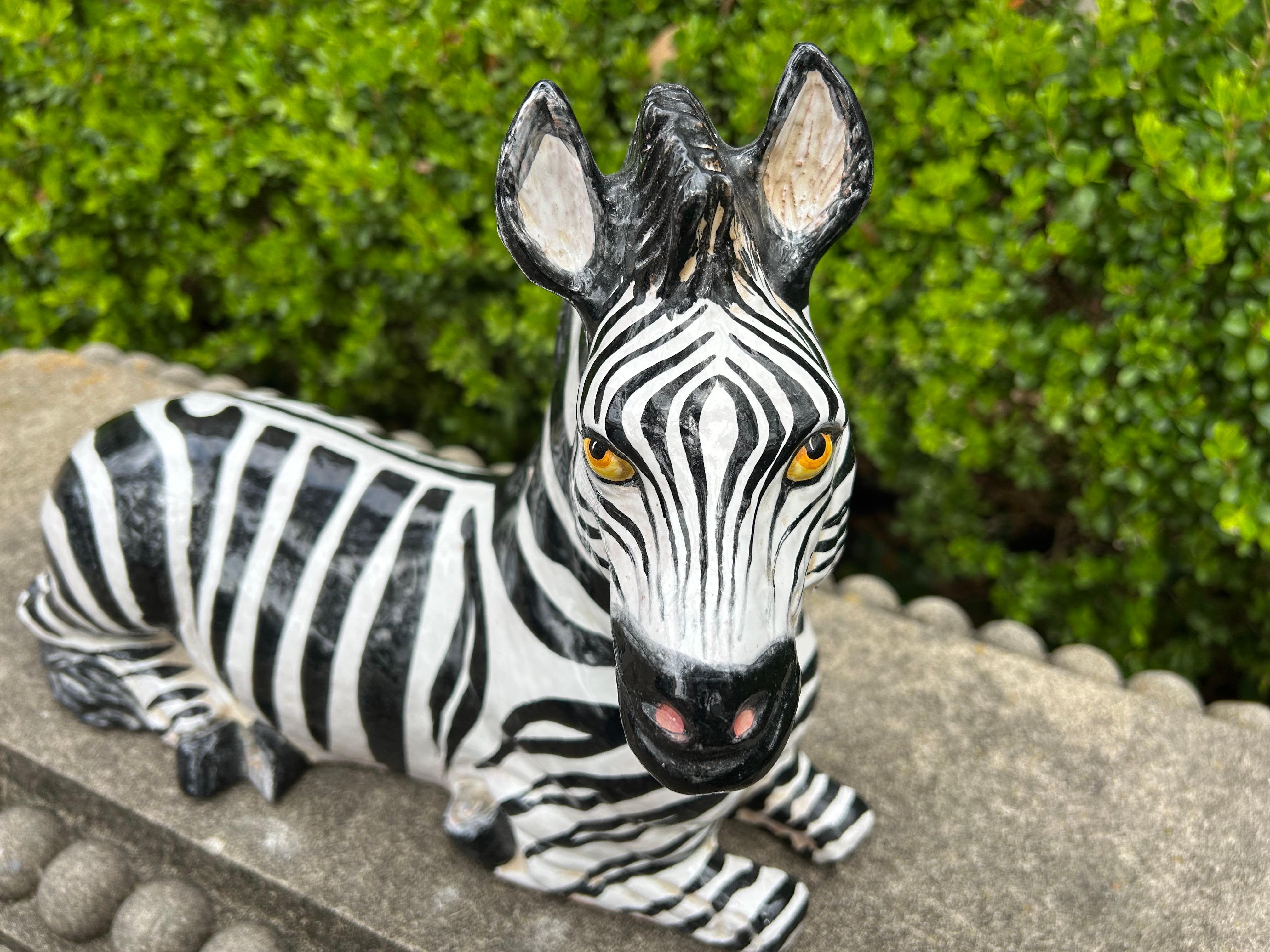 Italian Glazed Terracotta Zebra Sculpture For Sale 14