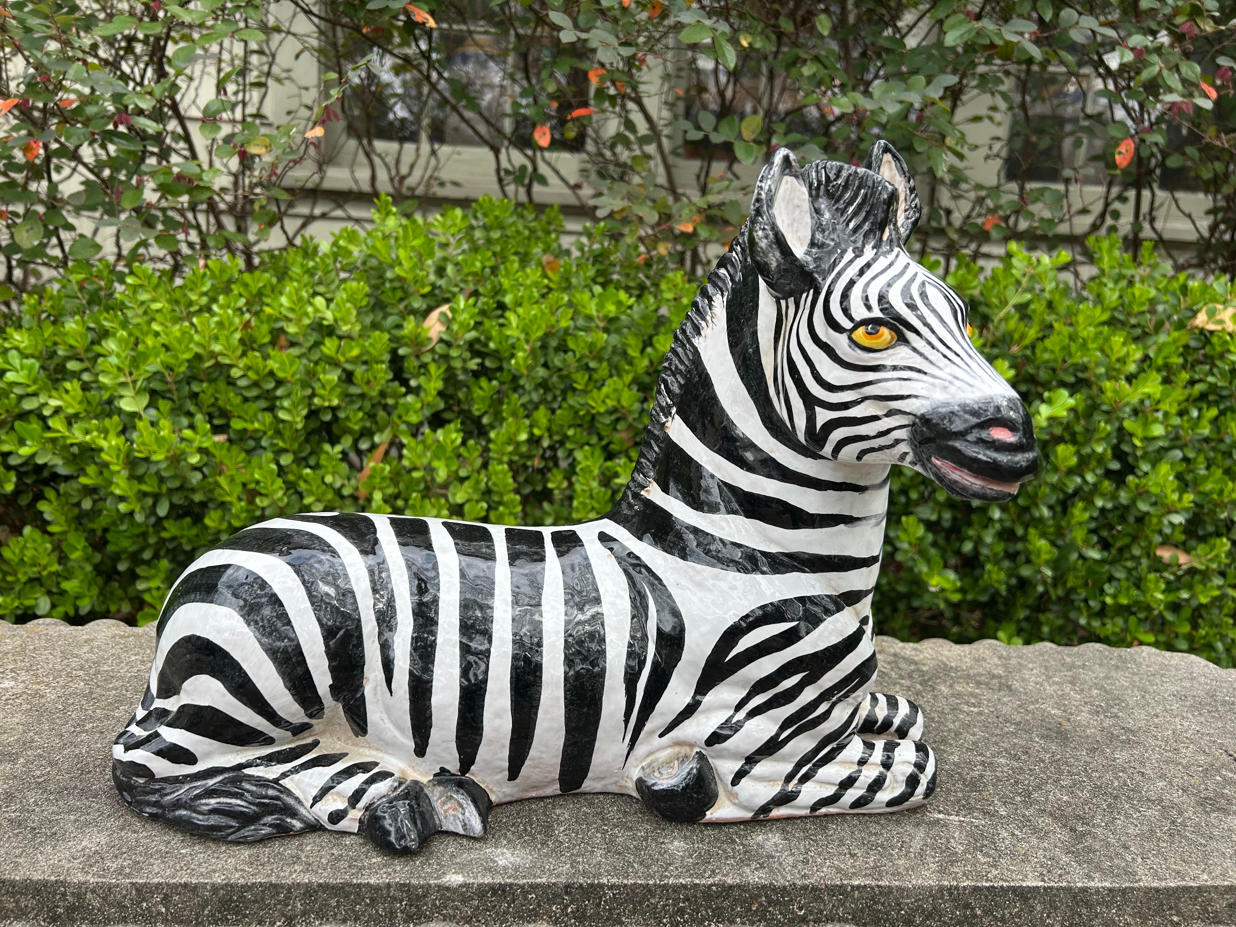 Italian Glazed Terracotta Zebra Sculpture For Sale 16