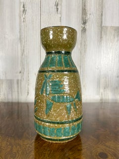 Italian Glazed Vase with Equine Design