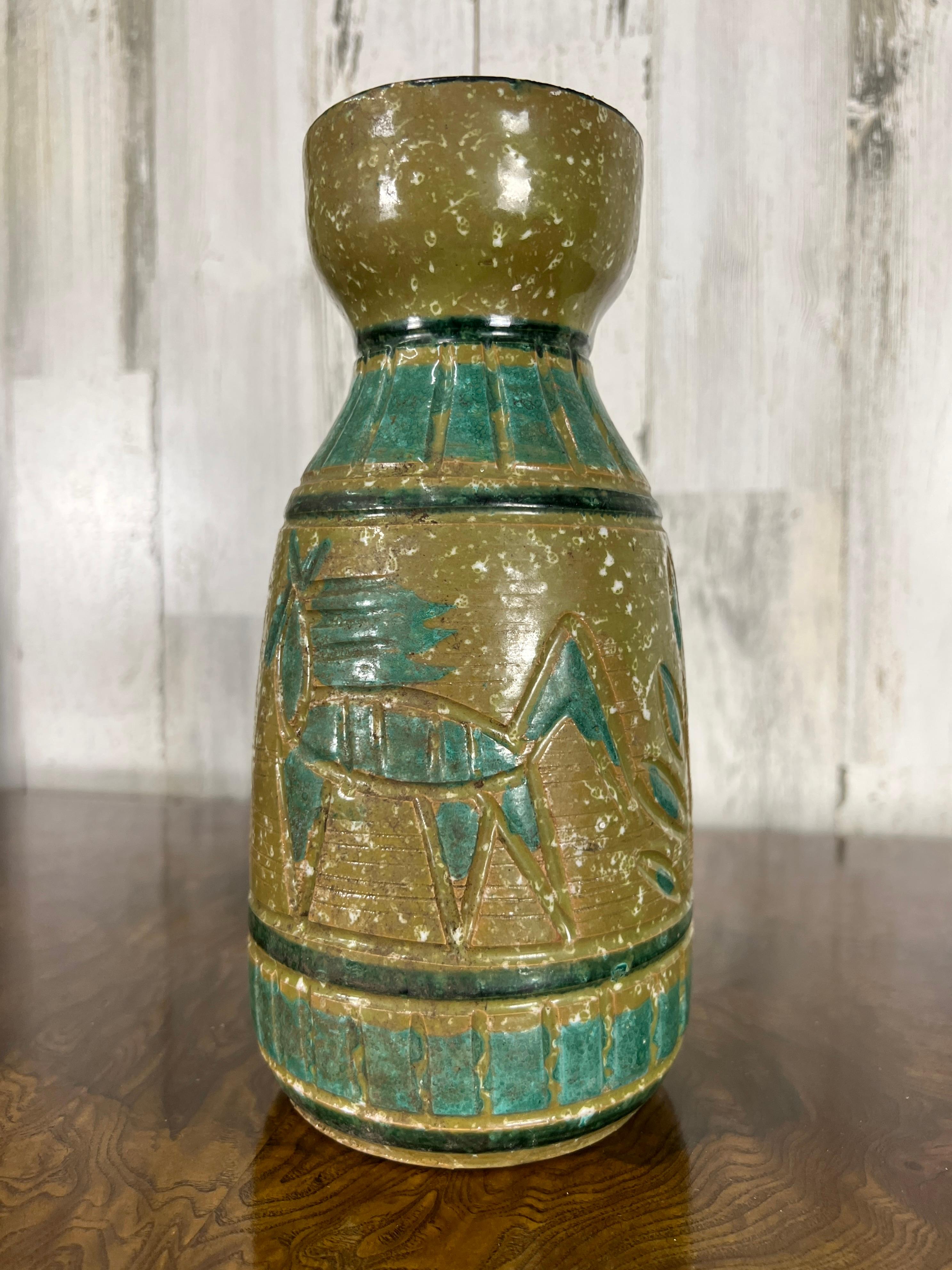Italian Glazed Vase with Equine Design For Sale 3