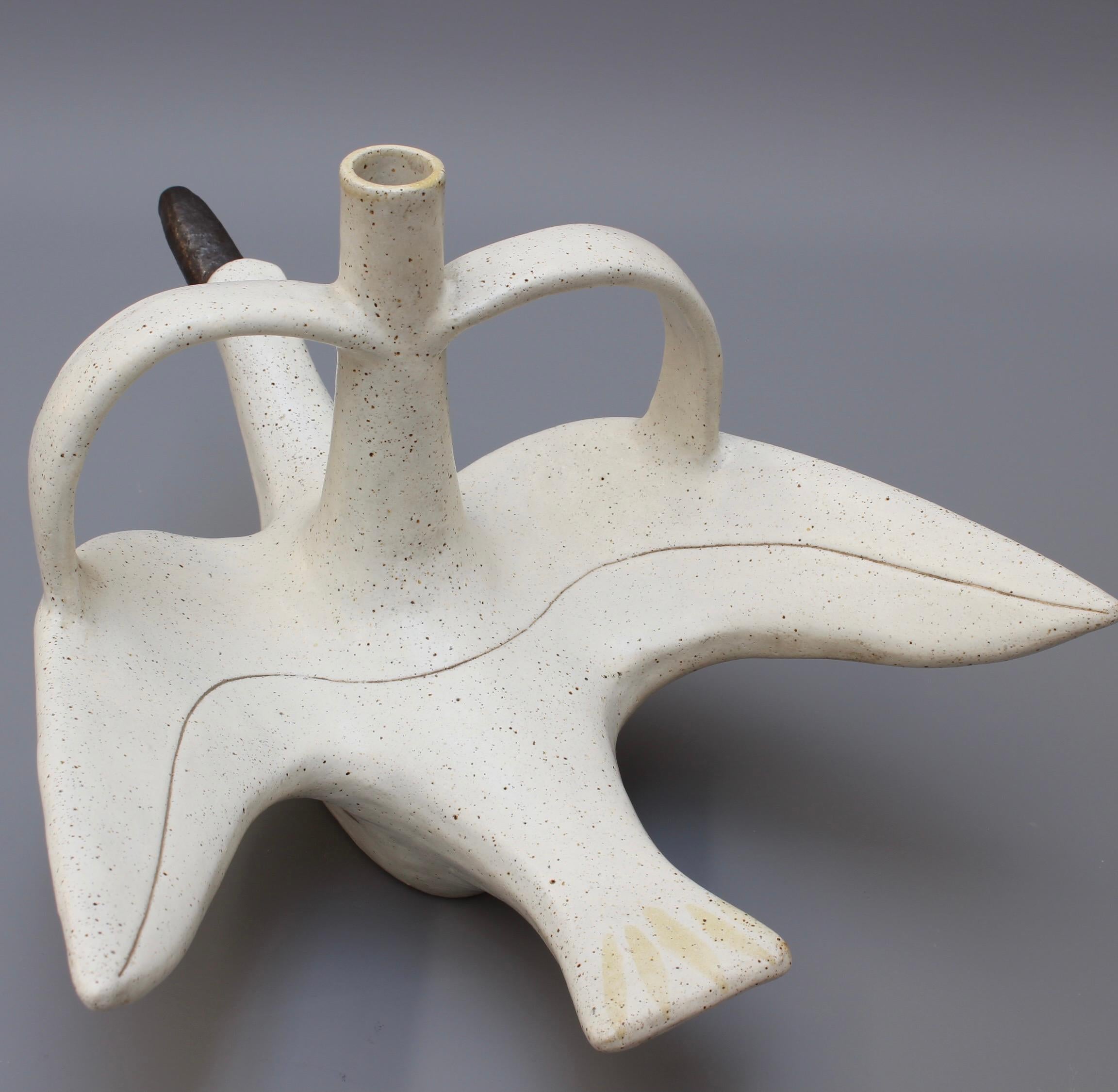 Italian Glazed Zoomorphic Ceramic Pitcher by Bruno Gambone 'circa 1970s' For Sale 6