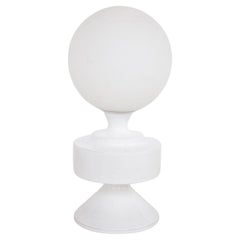 Lampe de table ou de bureau italienne en céramique blanche et verre