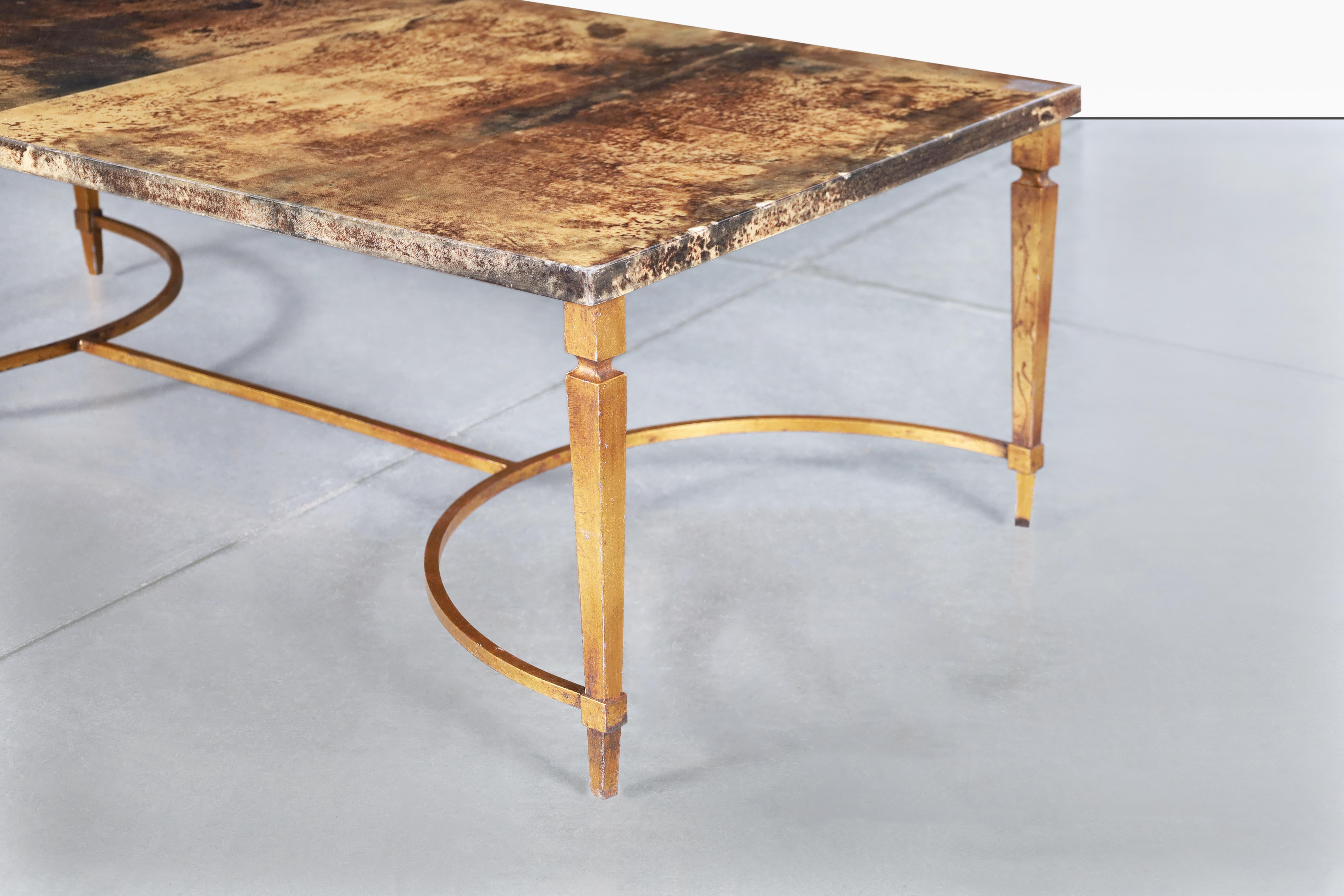 Table basse italienne en peau de chèvre par Aldo Tura en vente 4