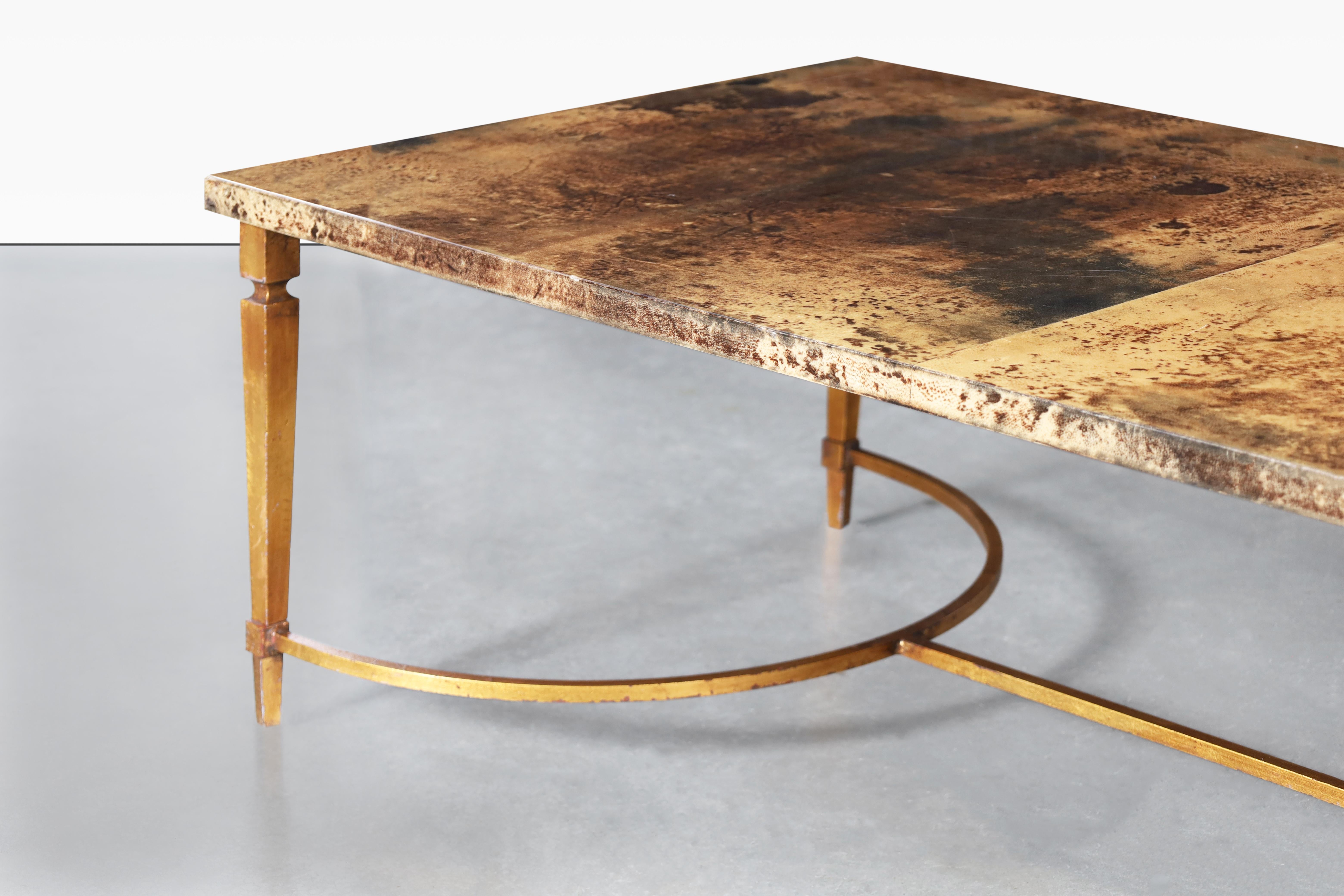Table basse italienne en peau de chèvre par Aldo Tura en vente 3
