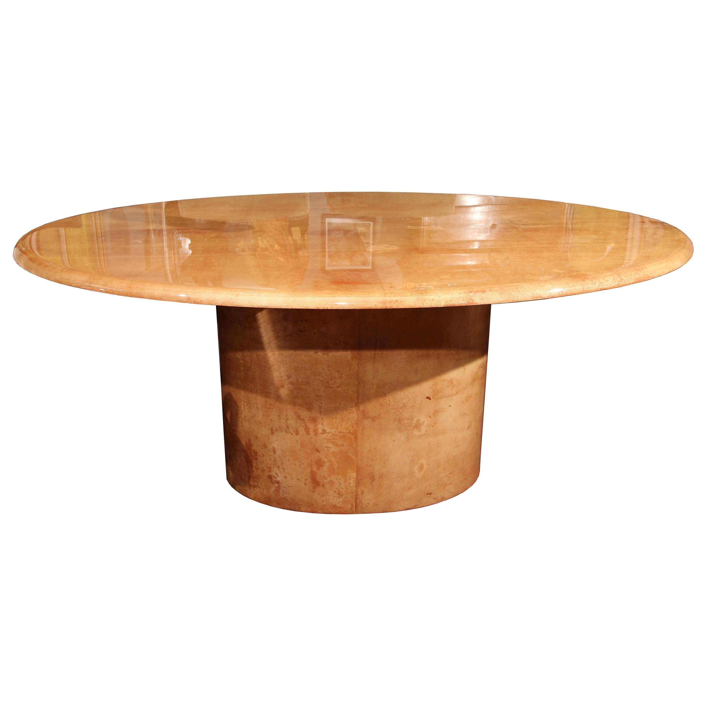 Italian Goatskin Oval Dining Table / Desk