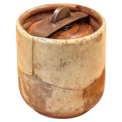 Italian Goatskin Wrapped Parchment and Teak Humidor by Aldo Tura