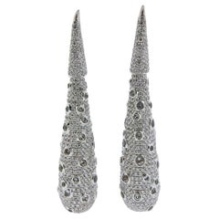 Italian Gold 7.03 Carat Diamond Long Teardrop Earrings