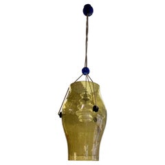 Lustre italien en verre de Murano vénitien or et bleu cobalt par Vistosi, 1970
