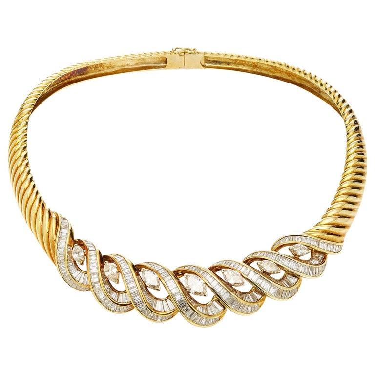Italian Gold and Diamond Necklace For Sale at 1stDibs italian gold