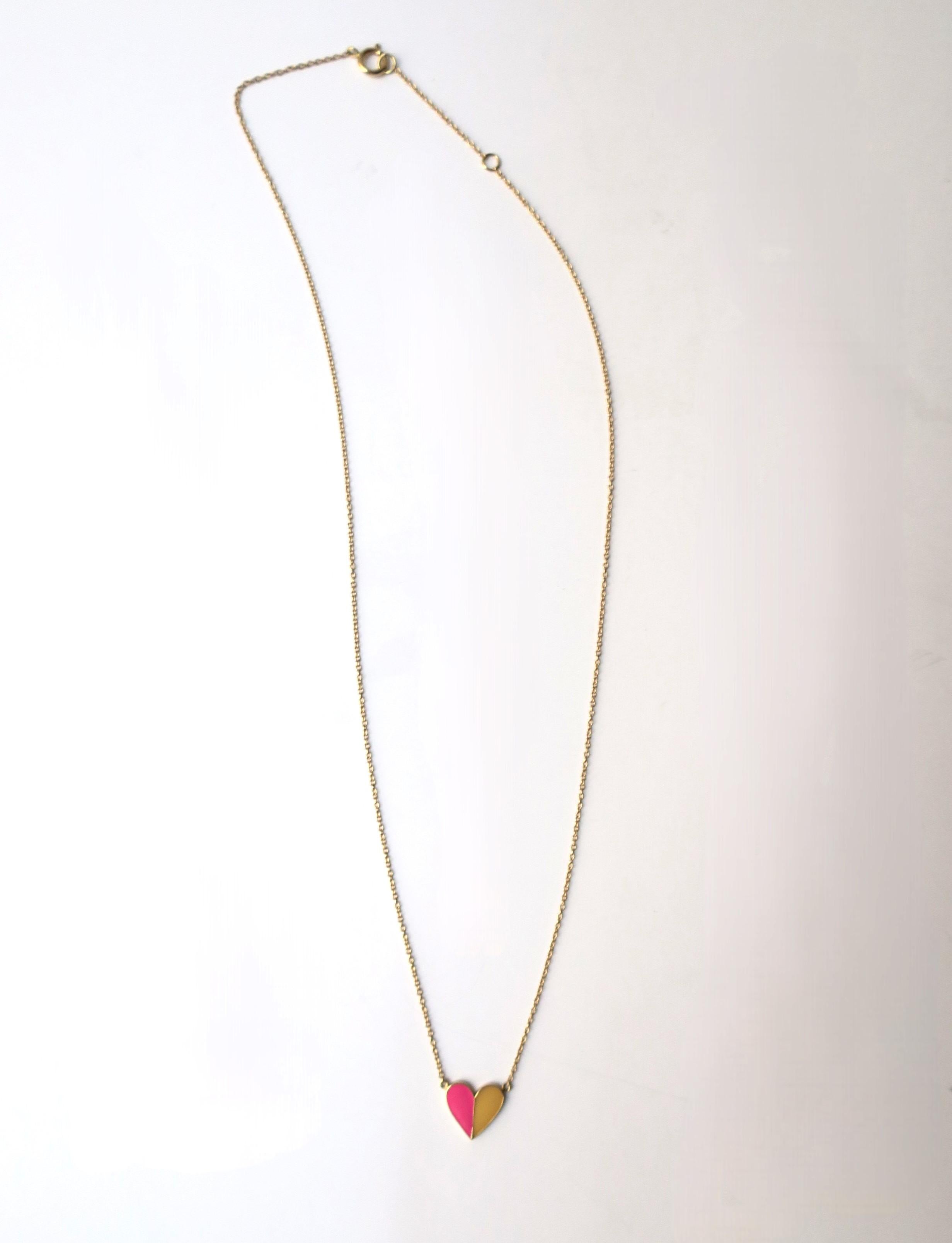 Contemporary Italian Gold and Enamel Heart Necklace For Sale