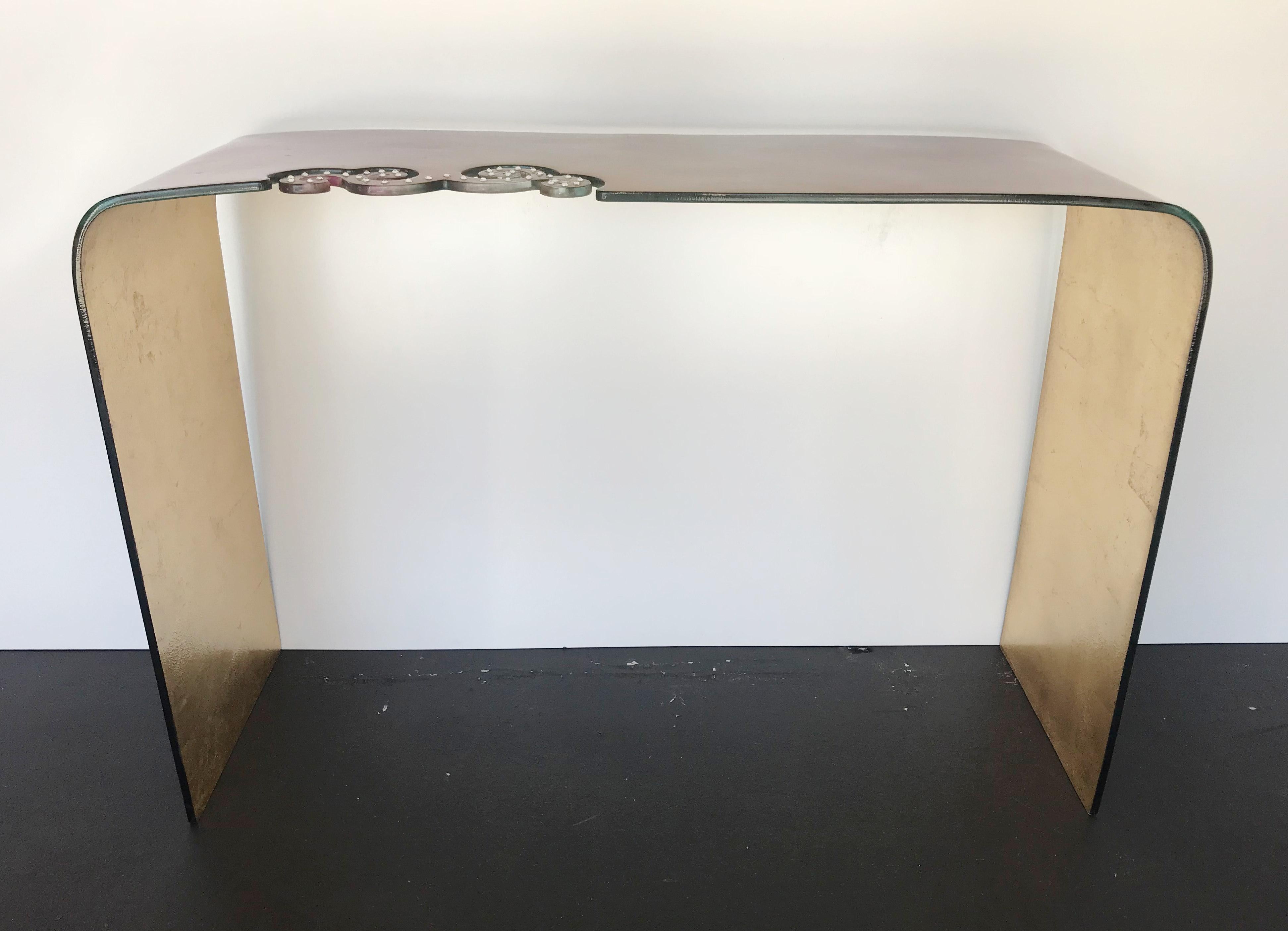 Italian glass console table decorated with Swarovski Strass crystals / Made in Italy in the 1980's
Height: 28.5 inches / Width: 41.5 inches / Depth: 14 inches
1 in stock in Palm Springs ON FINAL CLEARANCE SALE for $899!!!
Order Reference #: FABIOLTD