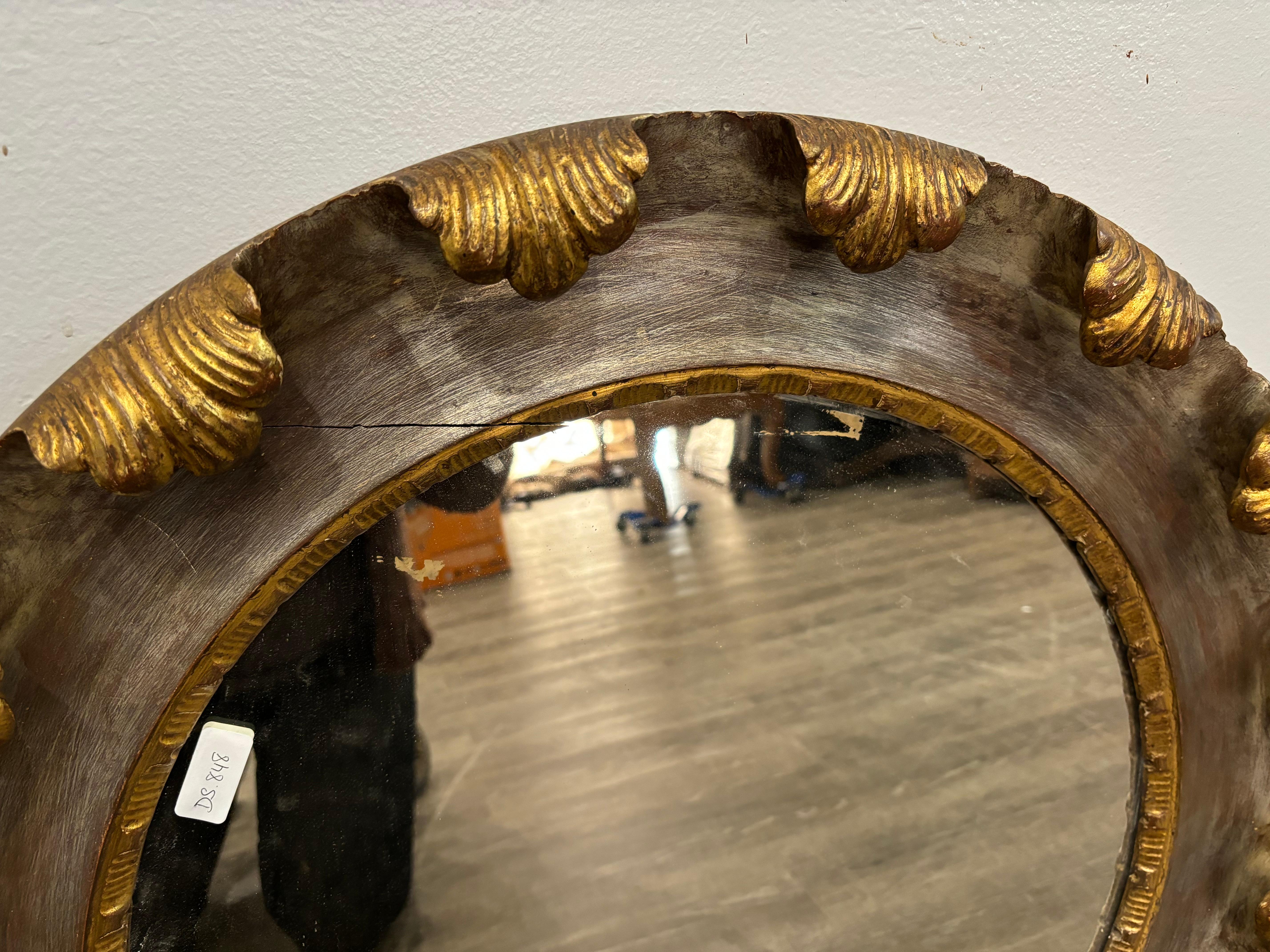 Italian Gold and Silver Sunburst Mirror In Good Condition For Sale In Stockbridge, GA