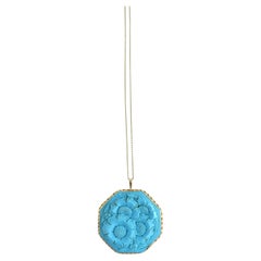 Collier et broche italien avec pendentif en or et turquoise 