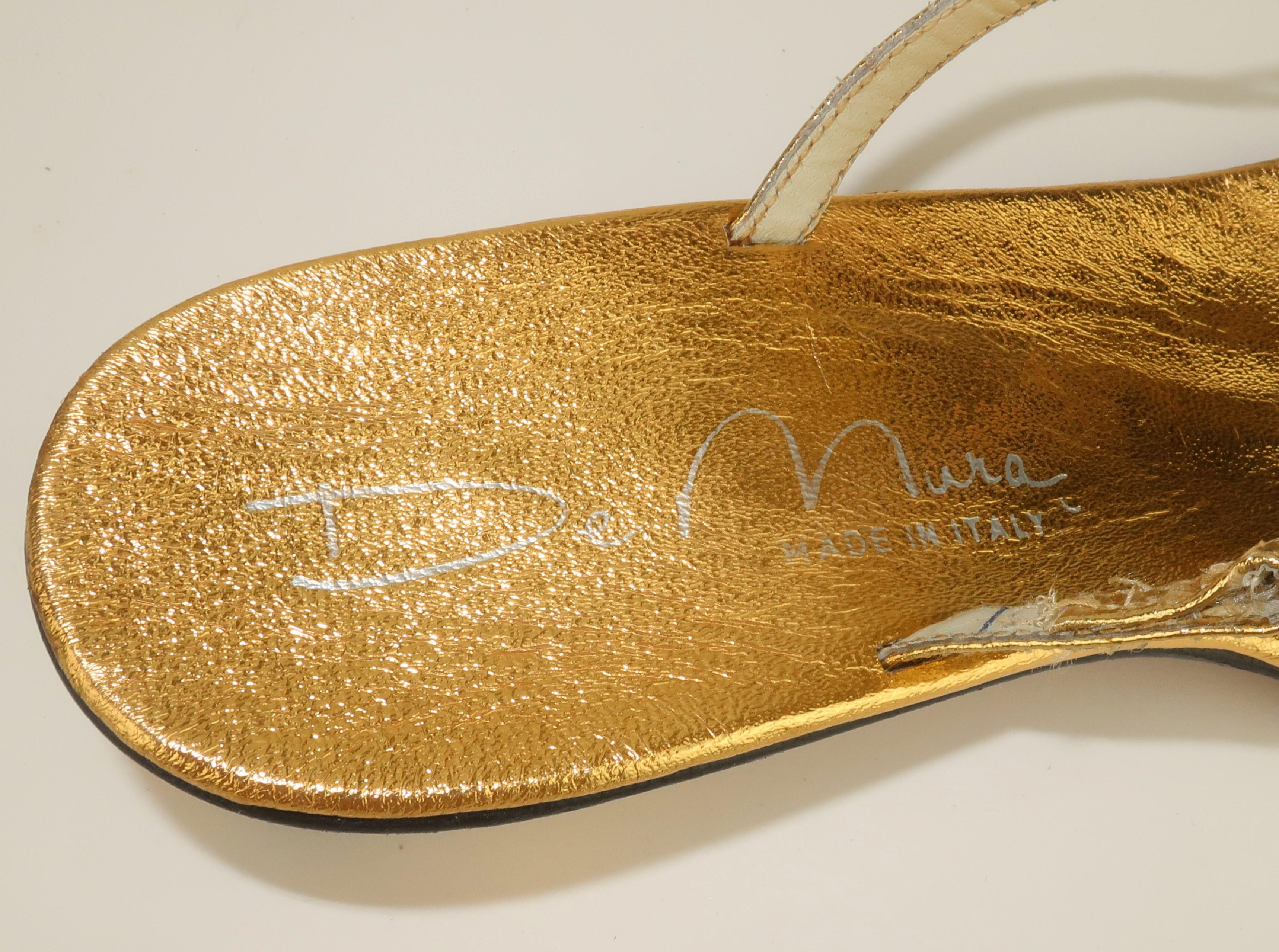 Italienische Gladiator-Sandalen aus Leder mit Goldperlen, 1960er Jahre im Angebot 7