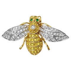 Italienische Bienenbrosche aus Gold mit ausgefallenen Diamant-Akzenten, 15,8 g Gold