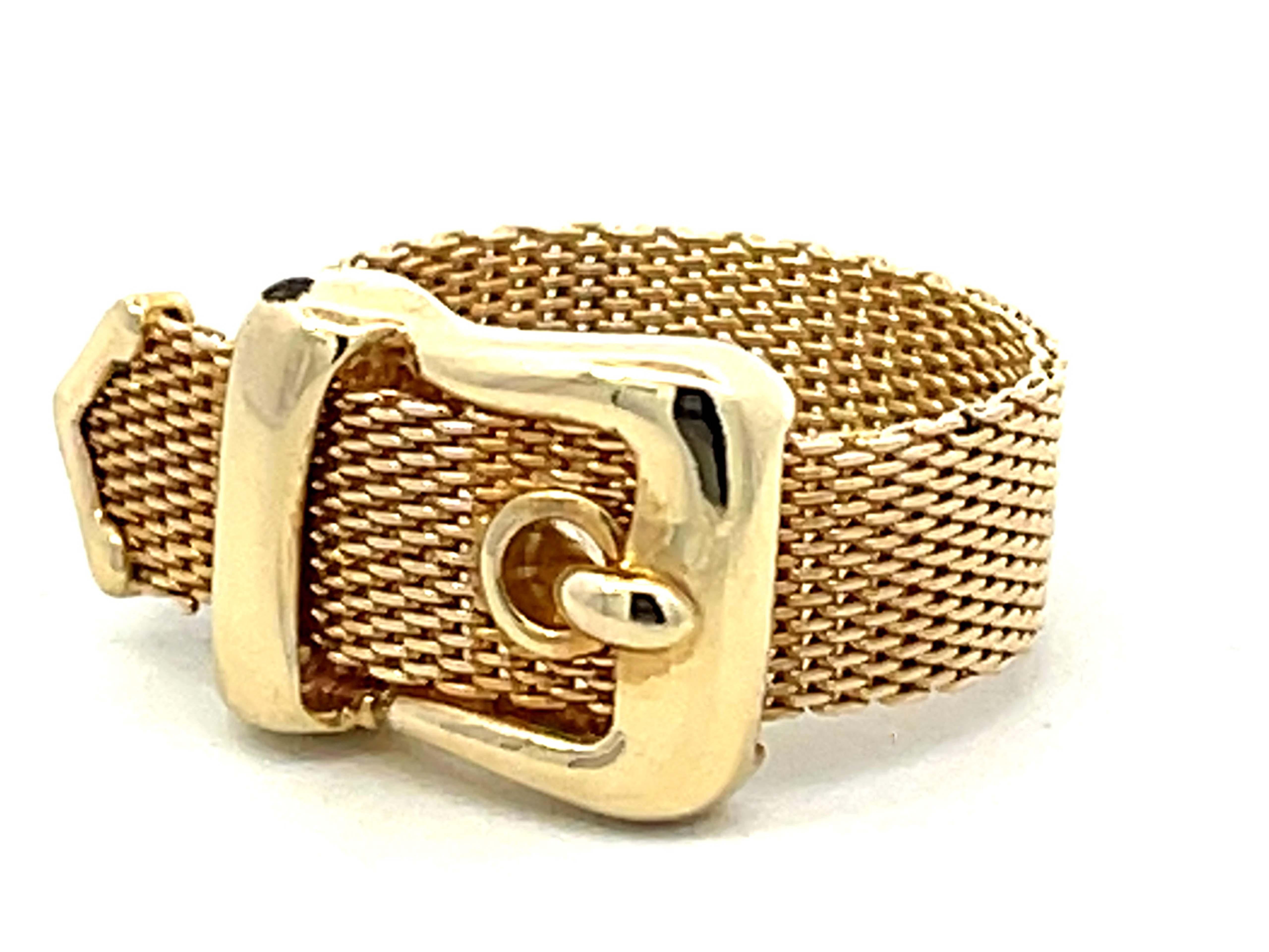 Modern Italian Gold Belt Ring in 14K Yellow Gold For Sale