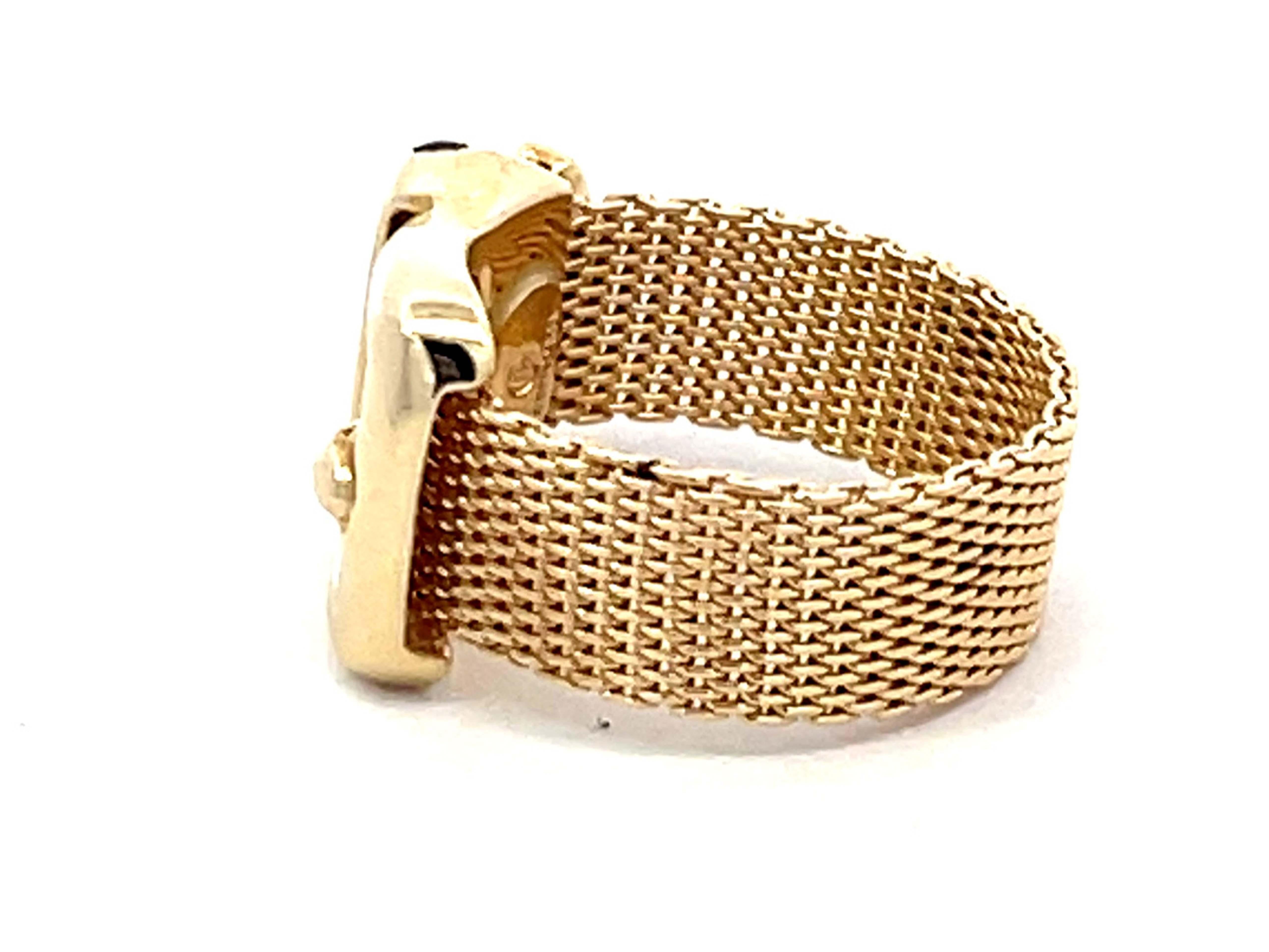 Women's or Men's Italian Gold Belt Ring in 14K Yellow Gold For Sale
