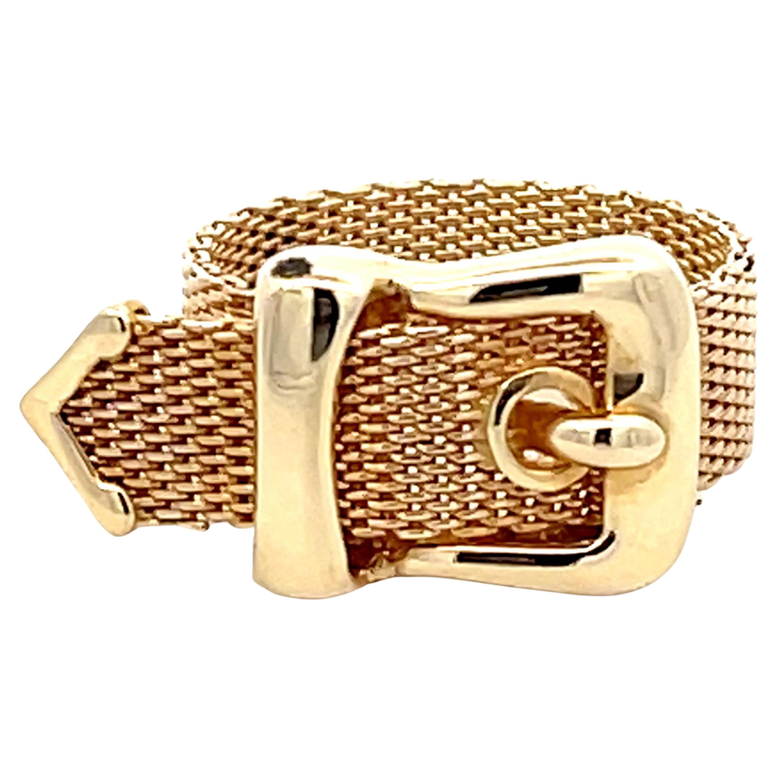 Italian Gold Belt Ring in 14K Yellow Gold For Sale