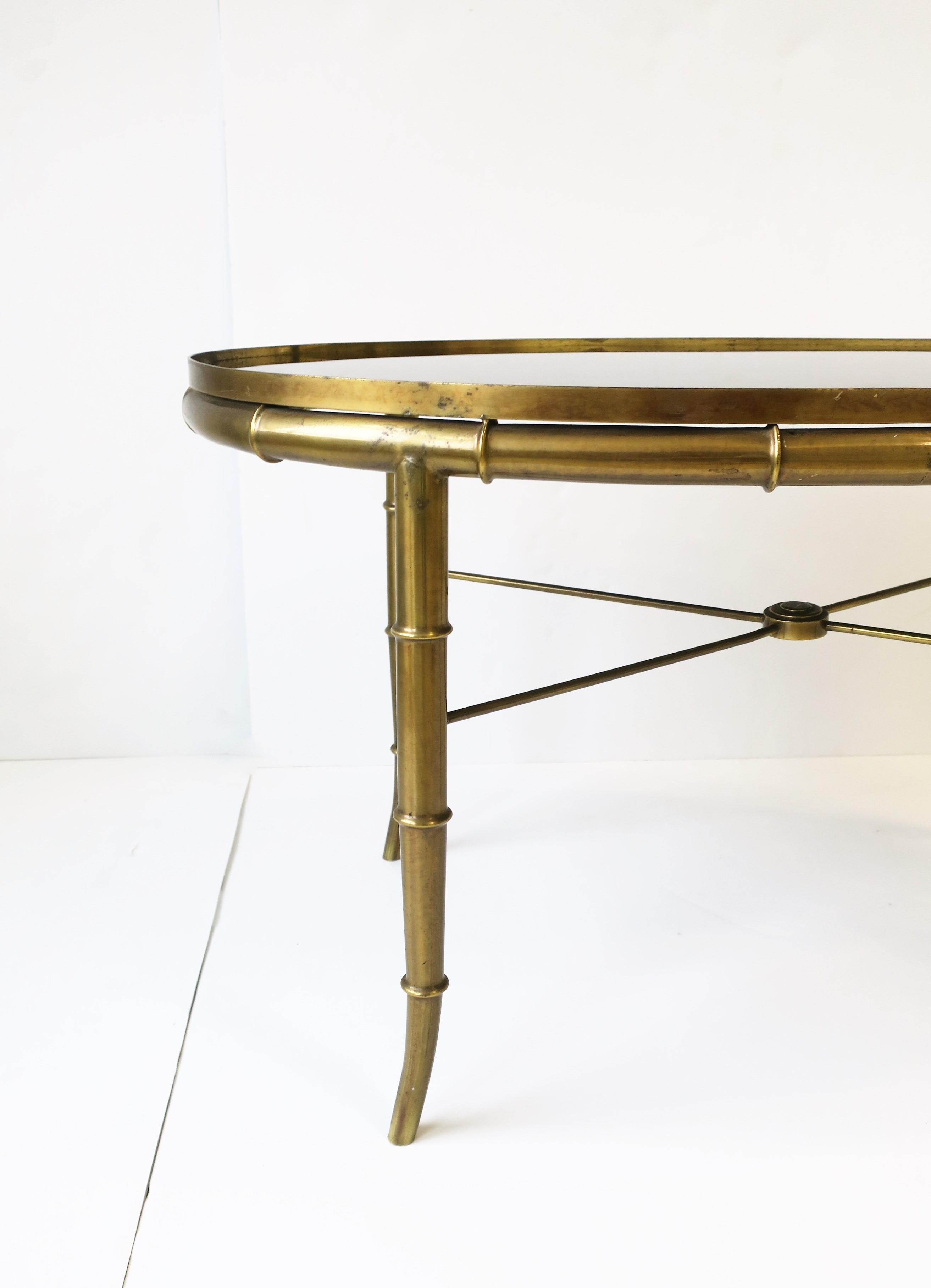 Italian Gold Brass Bamboo and Black Glass Top Cocktail Table  In Good Condition In New York, NY