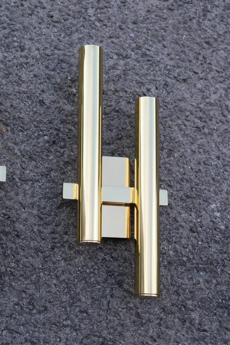 Mid-Century Modern Italian Gold Brass Sciolari Design Minimalist Sculpture For Sale