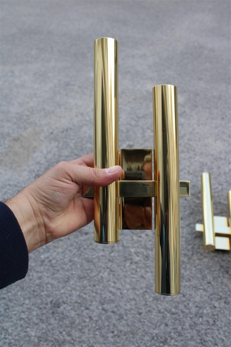 Late 20th Century Italian Gold Brass Sciolari Design Minimalist Sculpture For Sale