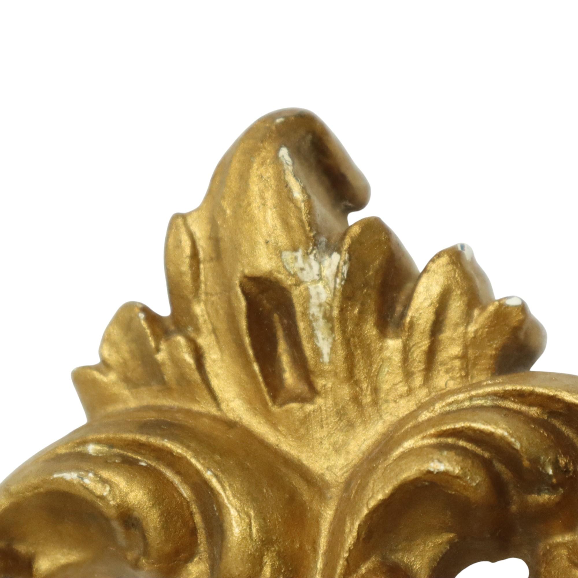 Espejo Italiano Dorado Crestado Estilo Rococó Clásico 86cm en venta 6
