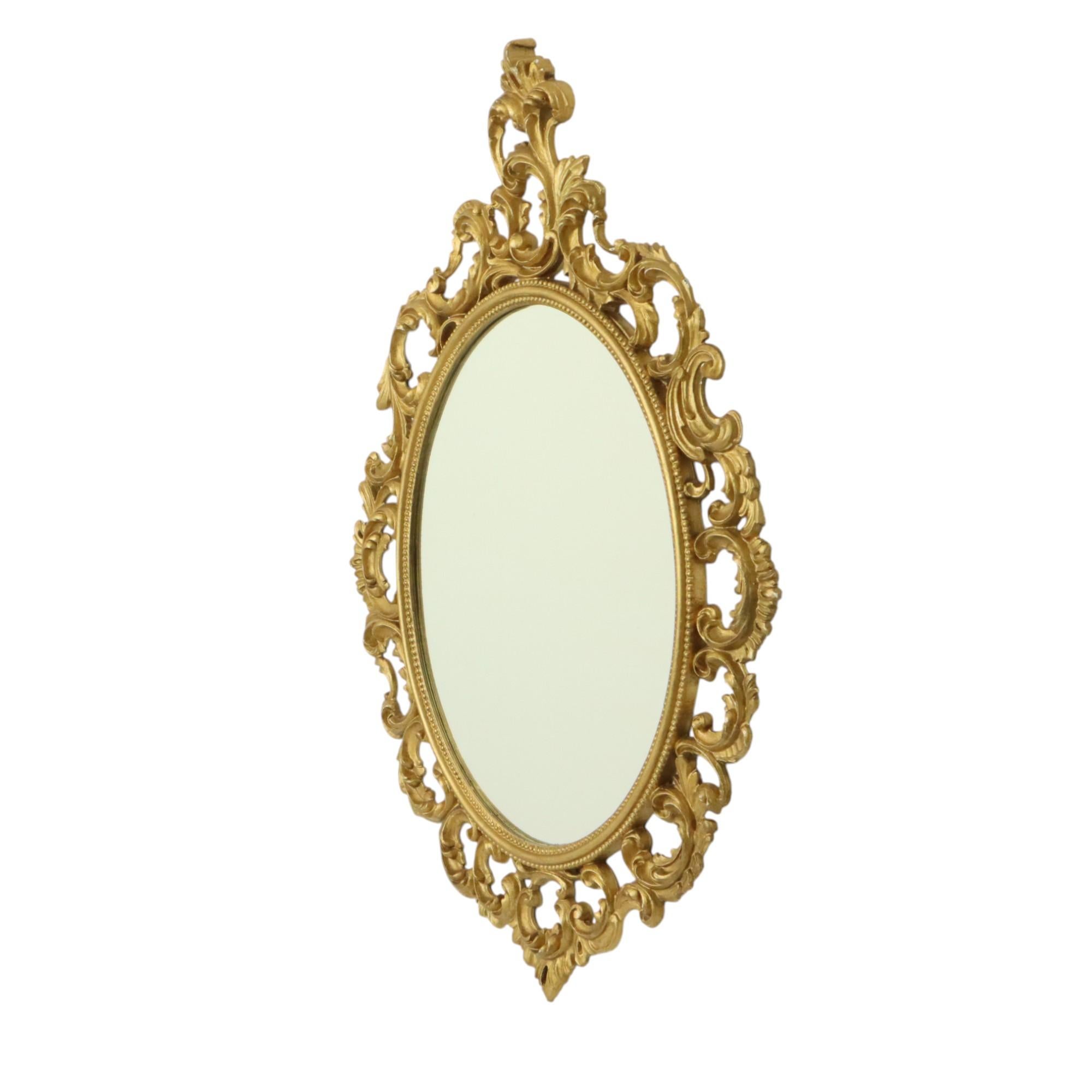 Espejo Italiano Dorado Crestado Estilo Rococó Clásico 86cm en venta 7