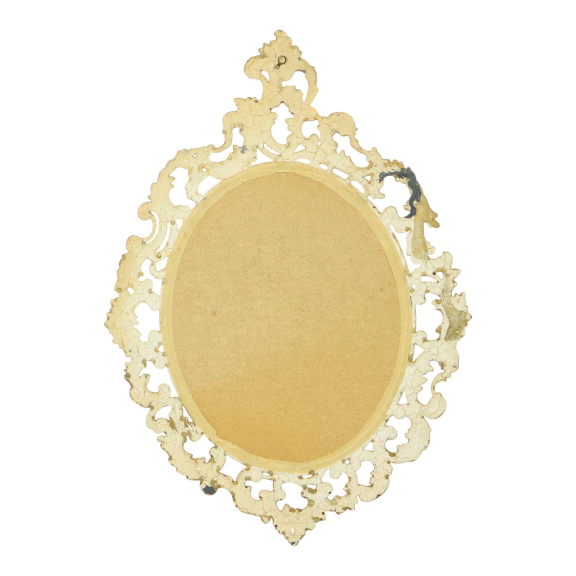Espejo Italiano Dorado Crestado Estilo Rococó Clásico 86cm en venta 9