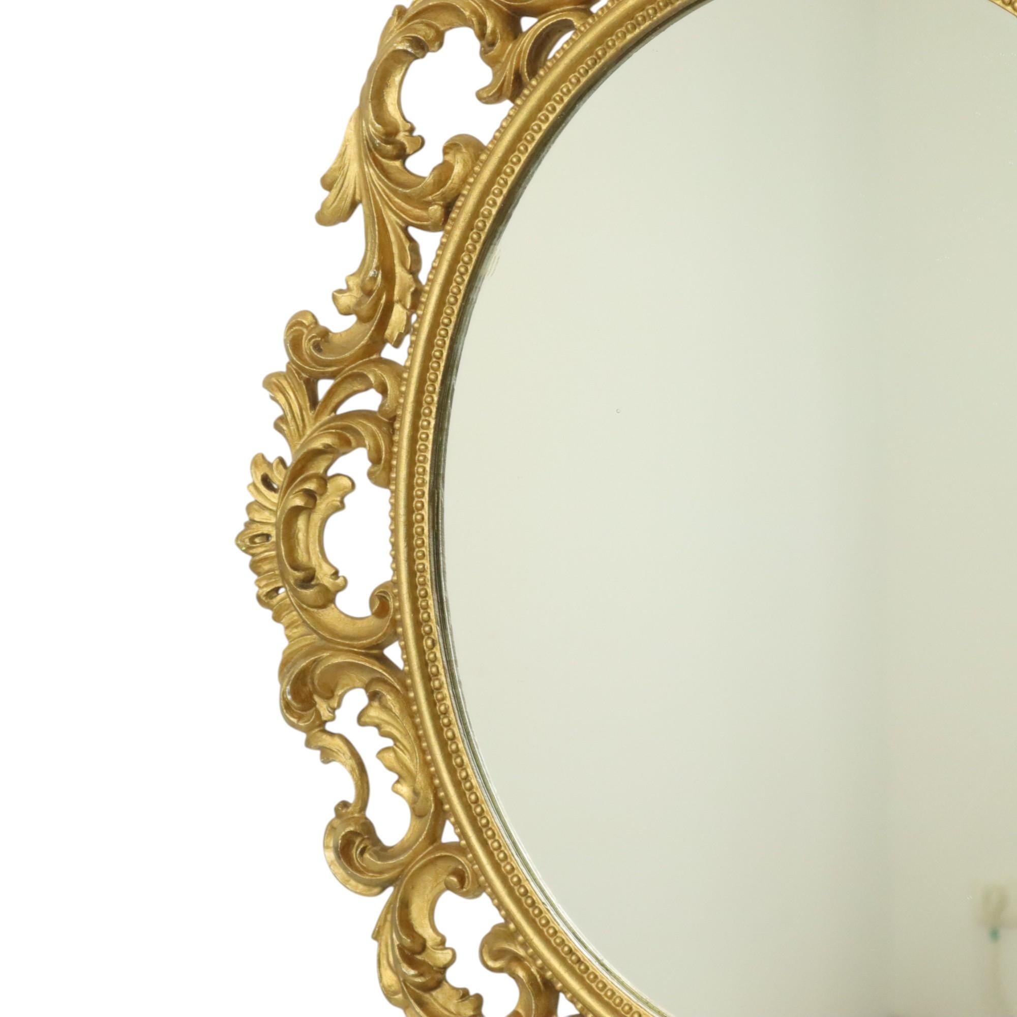 Espejo Italiano Dorado Crestado Estilo Rococó Clásico 86cm en venta 1