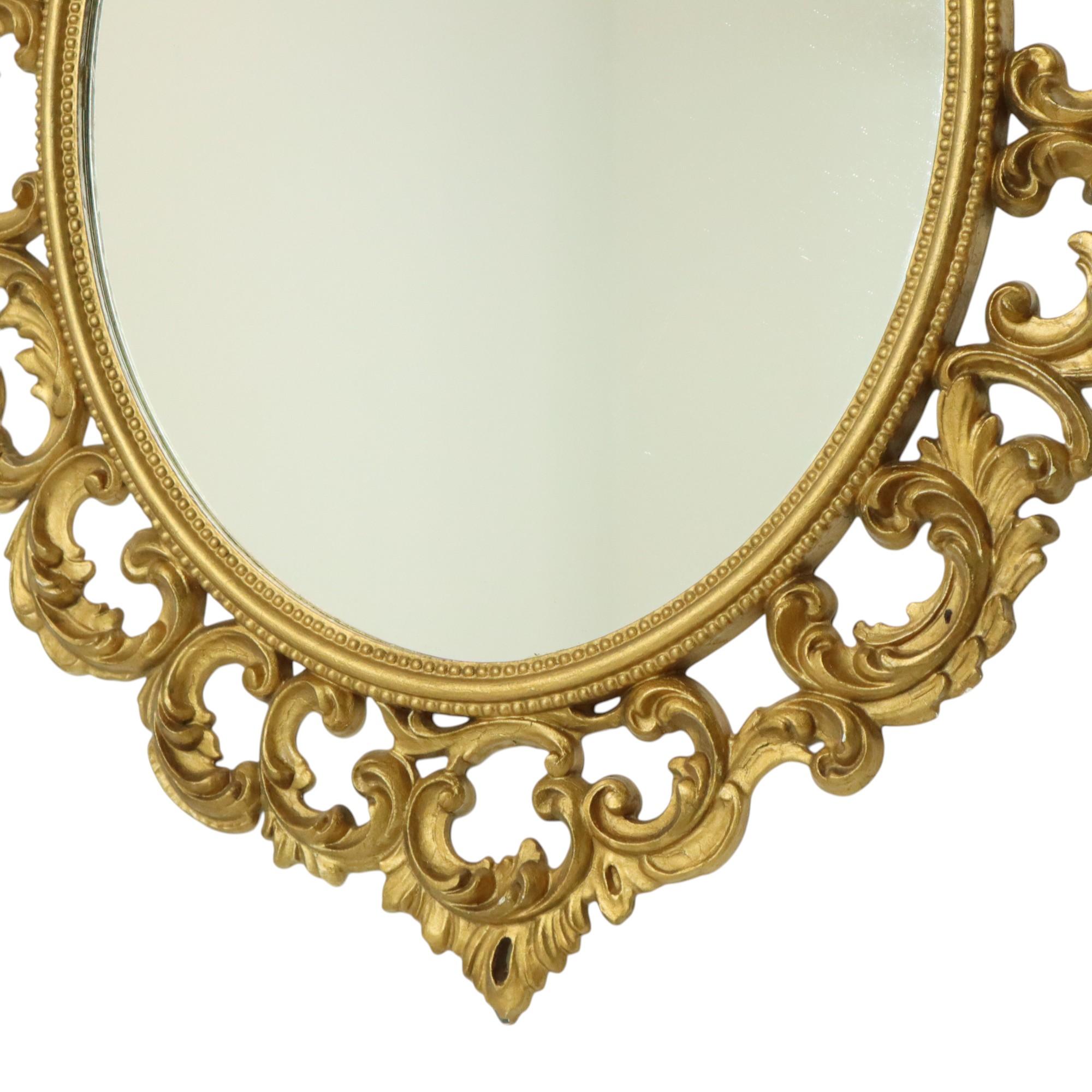 Espejo Italiano Dorado Crestado Estilo Rococó Clásico 86cm en venta 2