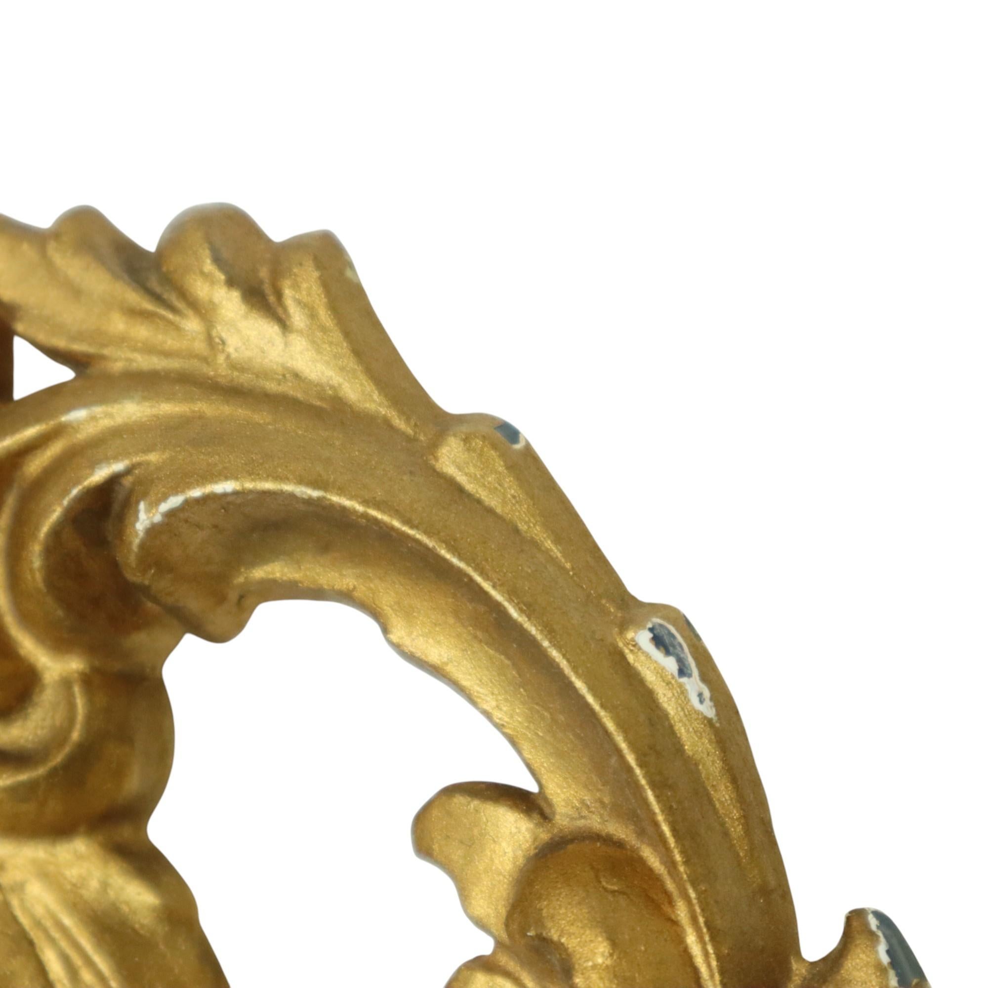 Espejo Italiano Dorado Crestado Estilo Rococó Clásico 86cm en venta 4